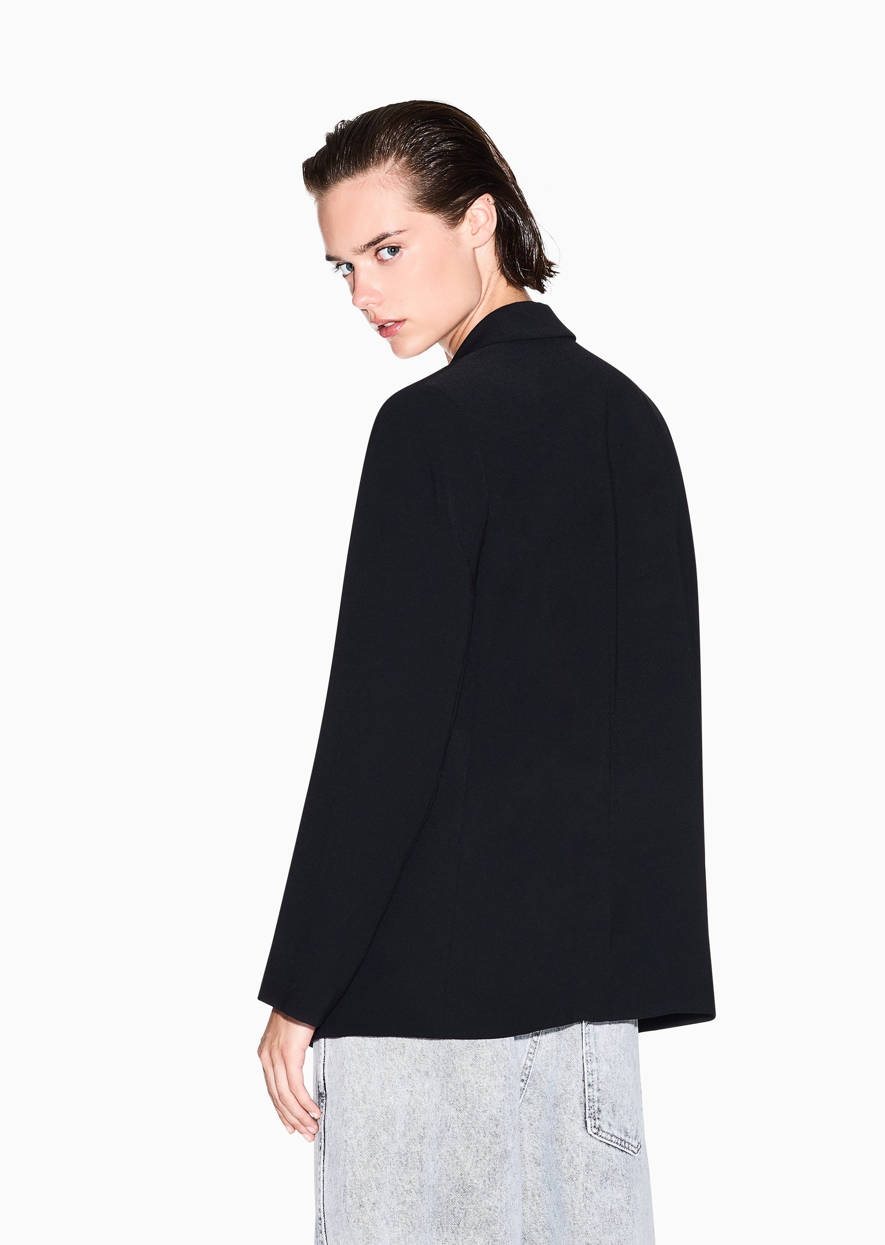 ARMANI EXCHANGE 女士合身长袖平驳领单粒扣纯色休闲西装外套