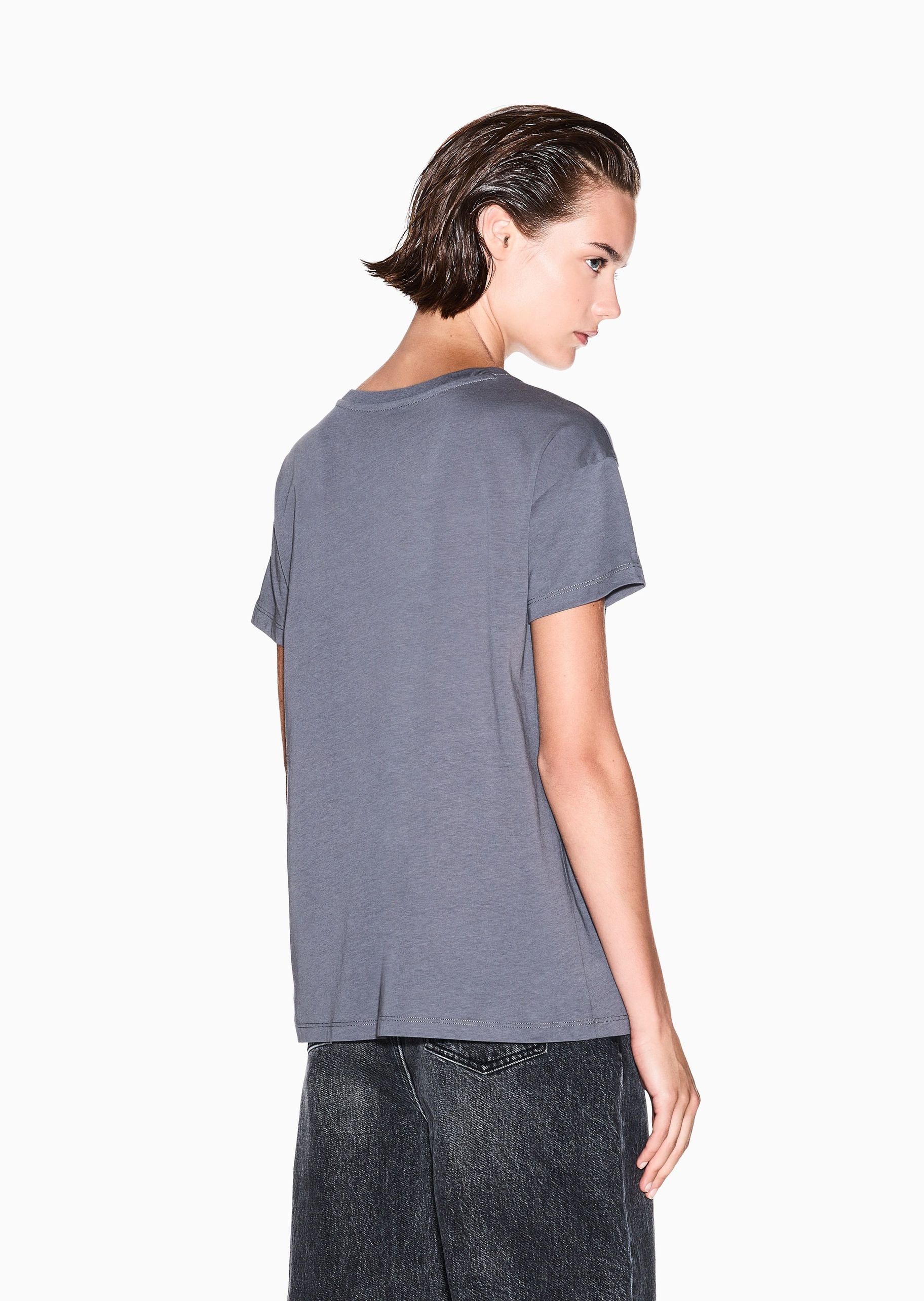 ARMANI EXCHANGE 女士纯棉宽松短袖圆领纯色轻薄T恤衫
