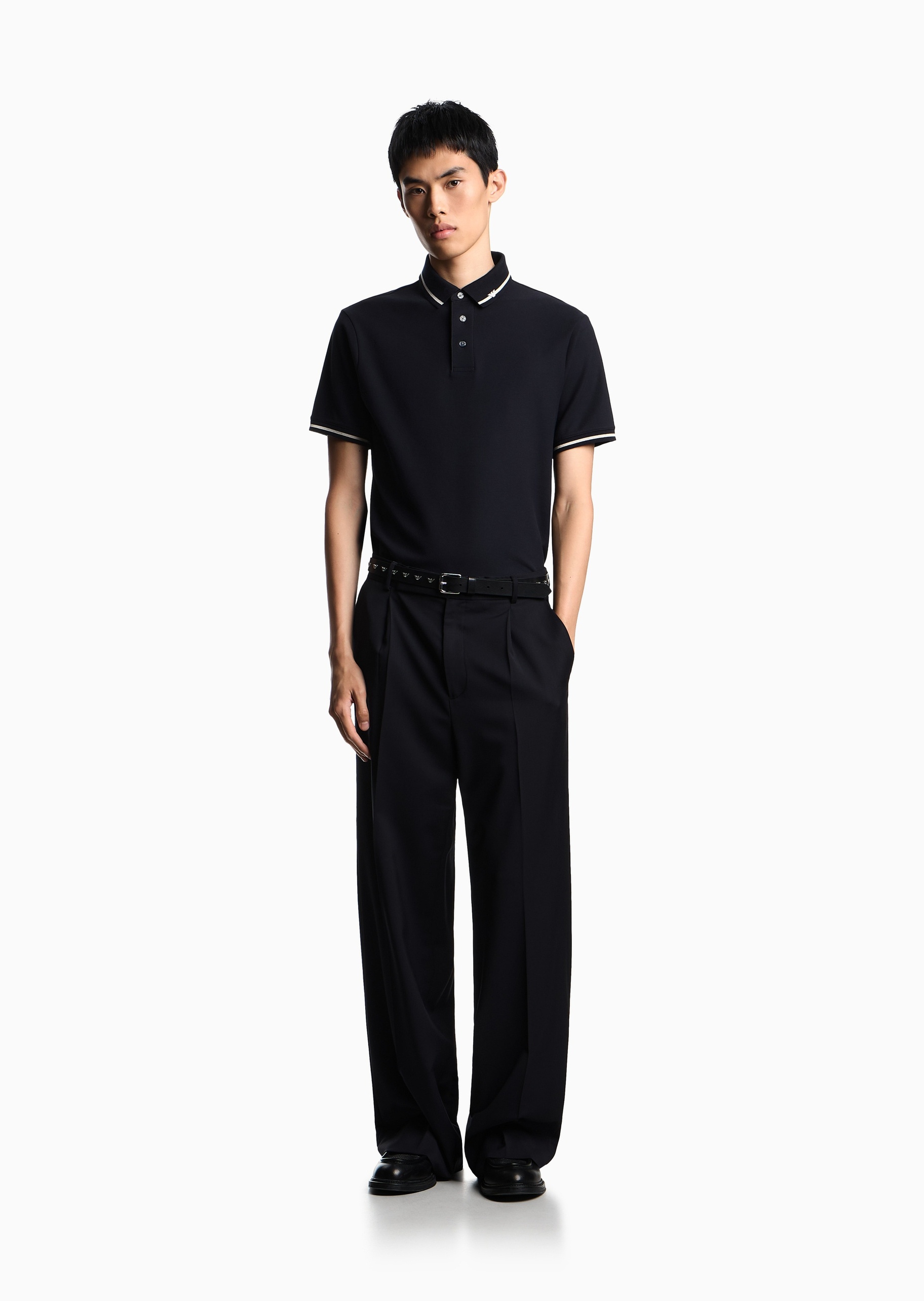 Emporio Armani 男士珠地纯棉短袖翻领Polo衫
