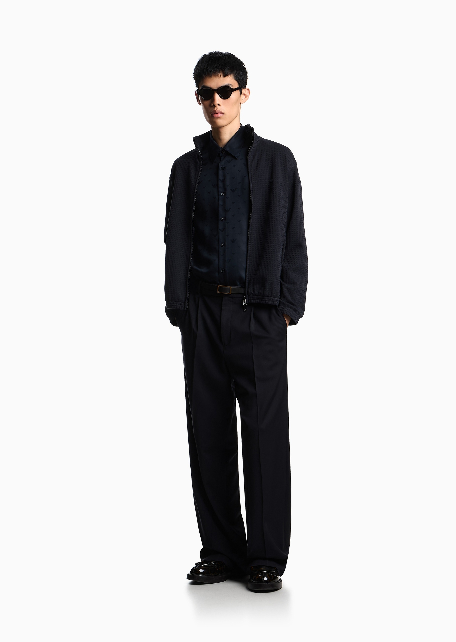 Emporio Armani 男女同款提花拉链开衫卫衣夹克外套