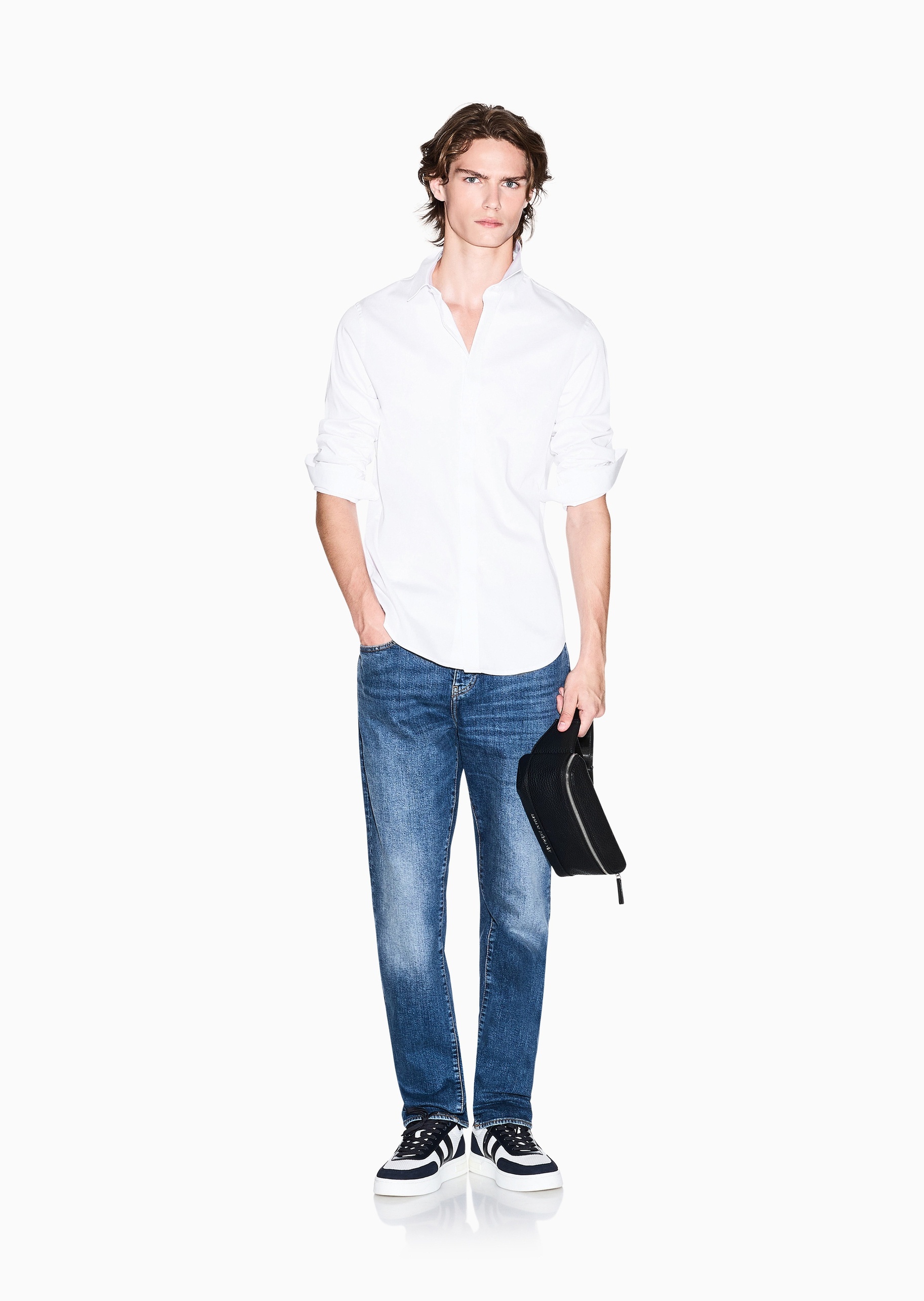 ARMANI EXCHANGE 男士纯棉直筒复古水洗休闲牛仔裤长裤