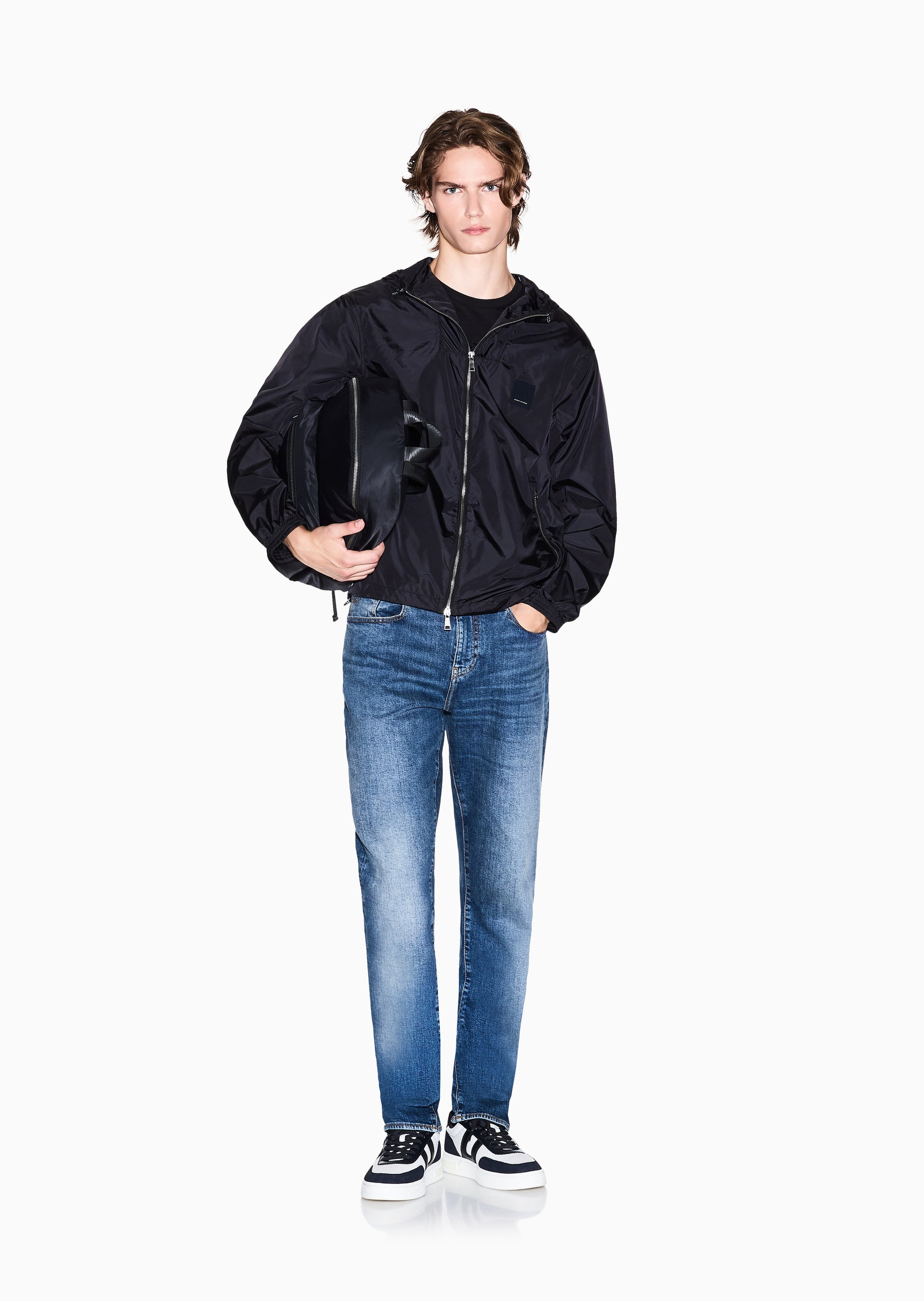 ARMANI EXCHANGE 男士连帽短款户外运动休闲飞行员夹克外套