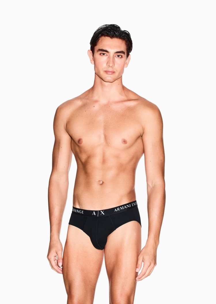 ARMANI EXCHANGE 男士纯棉弹力三角三条装内裤套装