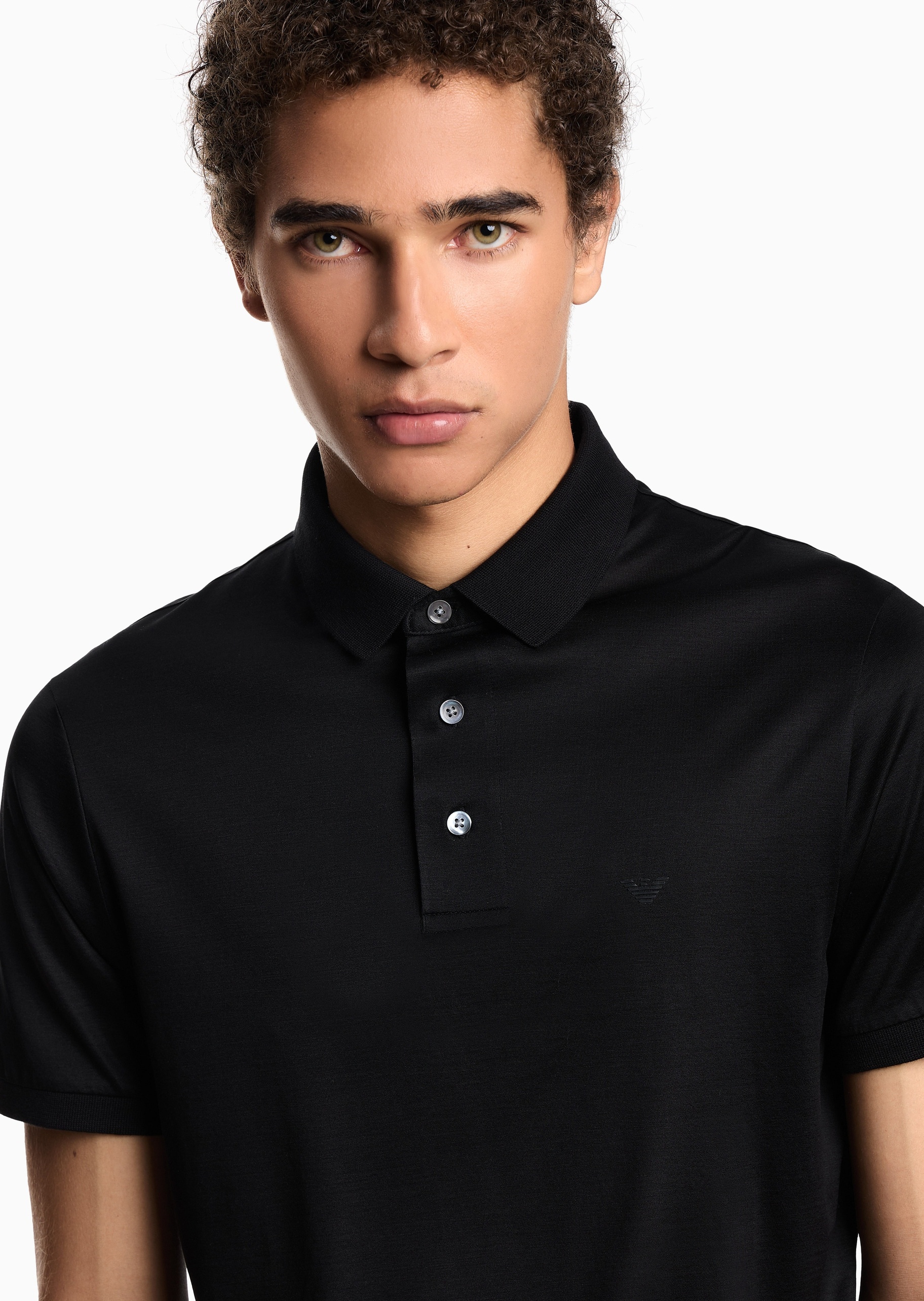 Emporio Armani 男士凉爽莱赛尔合身短袖翻领多色Polo衫