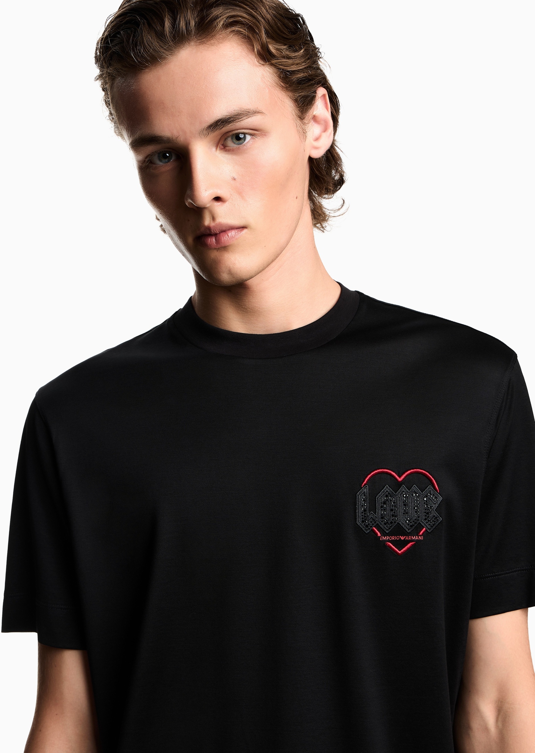 Emporio Armani 易烊千玺同款男士莱赛尔短袖圆领正肩T恤