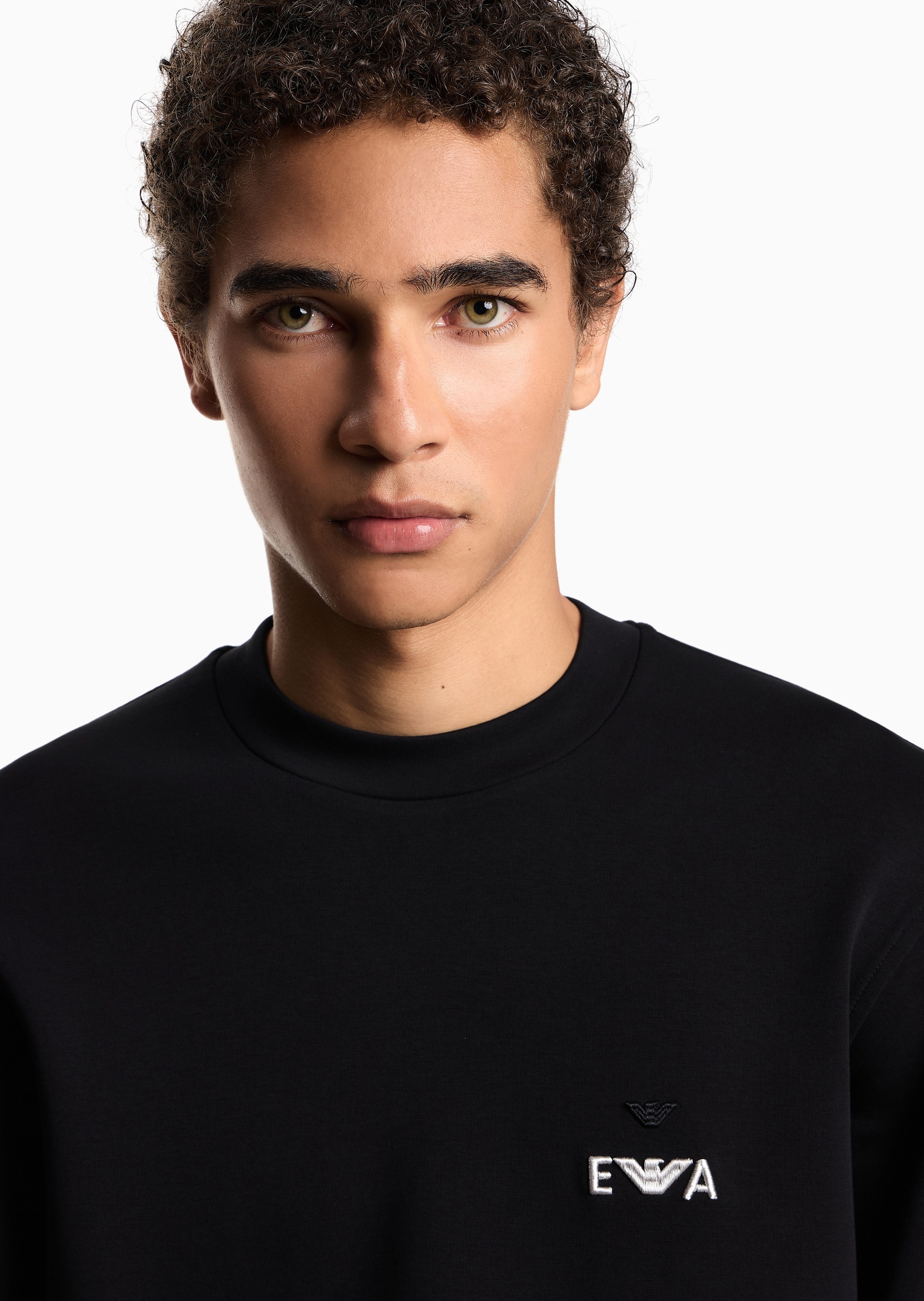 Emporio Armani 男女同款刺绣落肩运动休闲套头卫衣