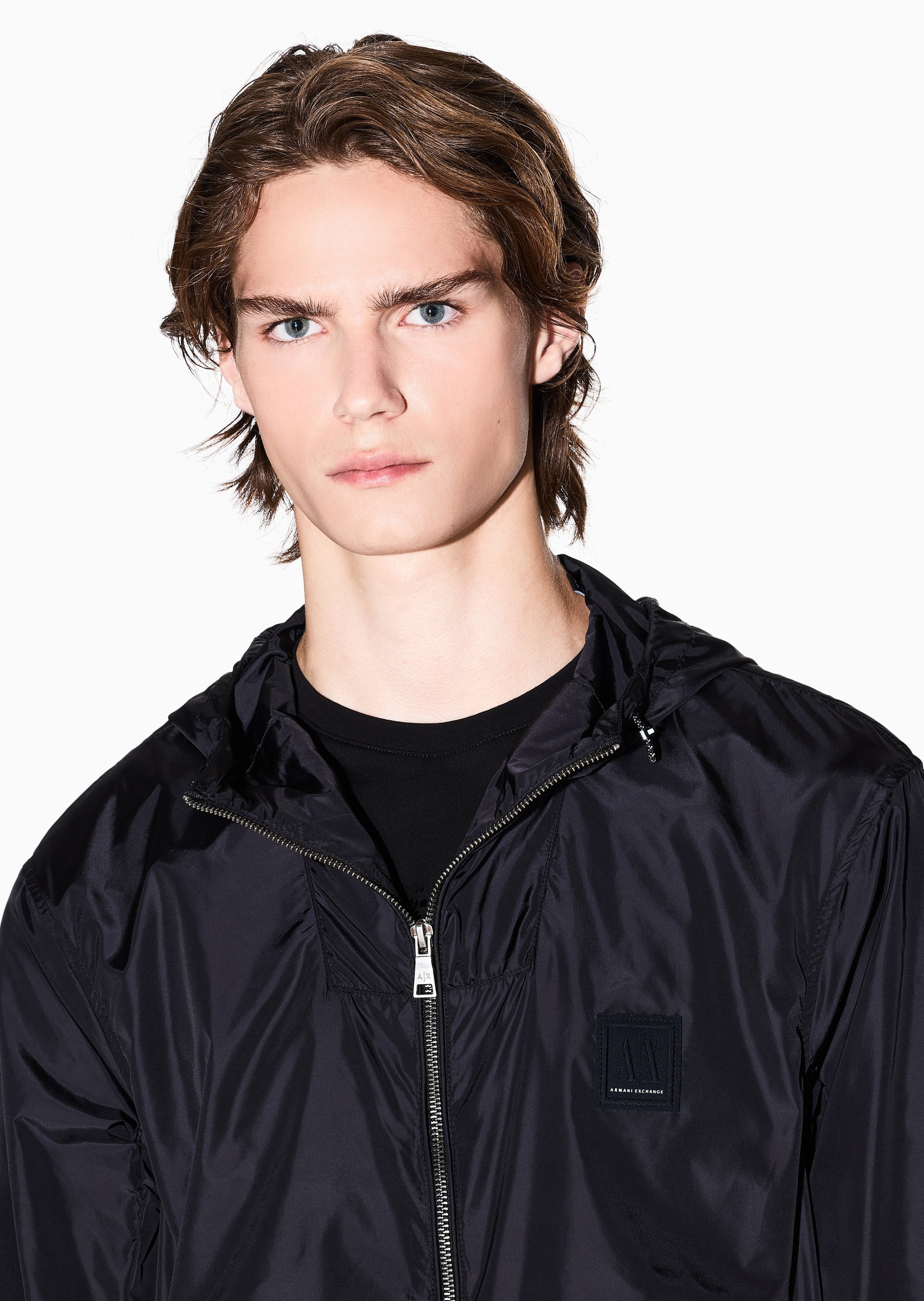 ARMANI EXCHANGE 男士连帽短款户外运动休闲飞行员夹克外套