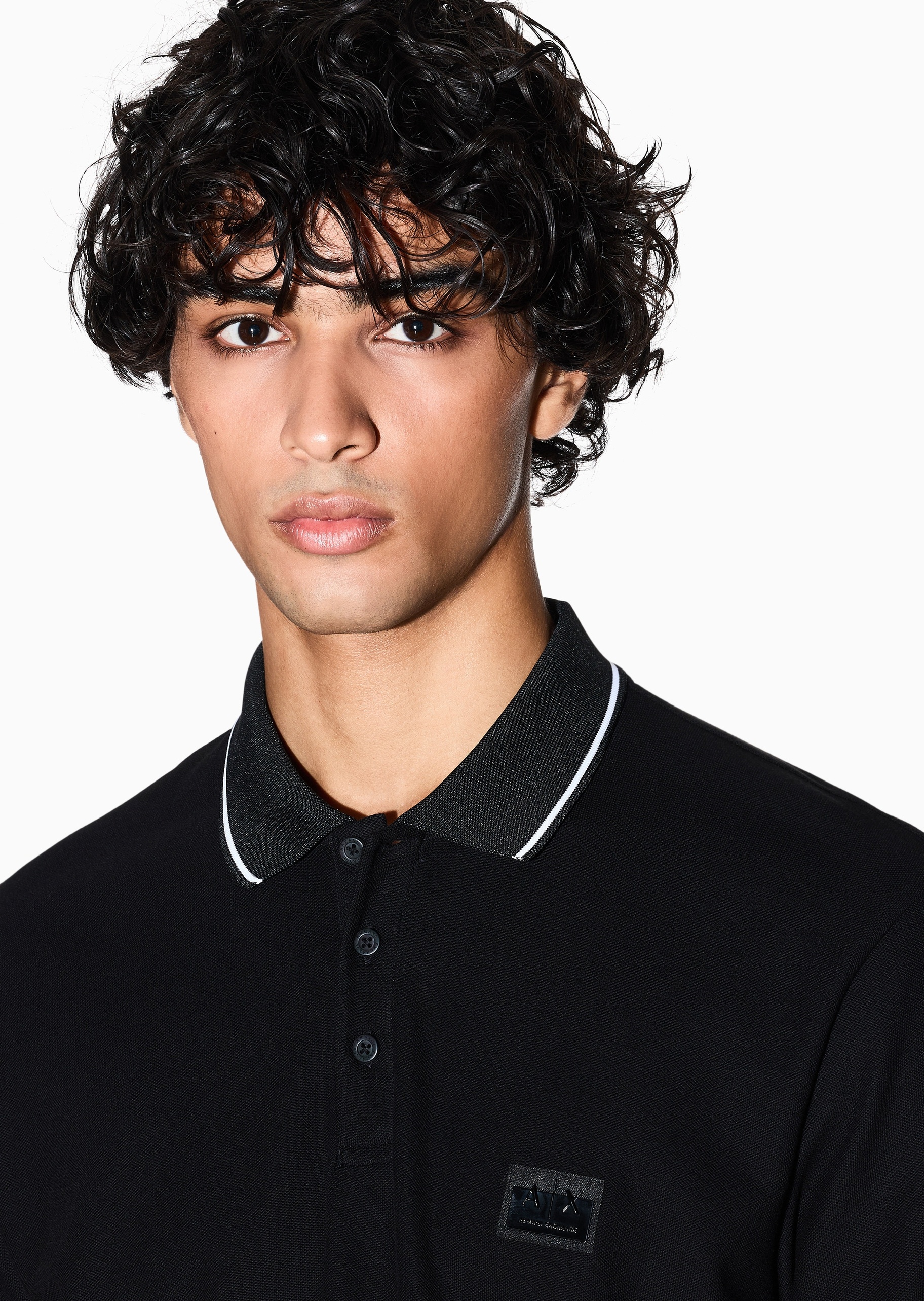 ARMANI EXCHANGE 男士全棉短袖翻领撞色饰边Polo衫