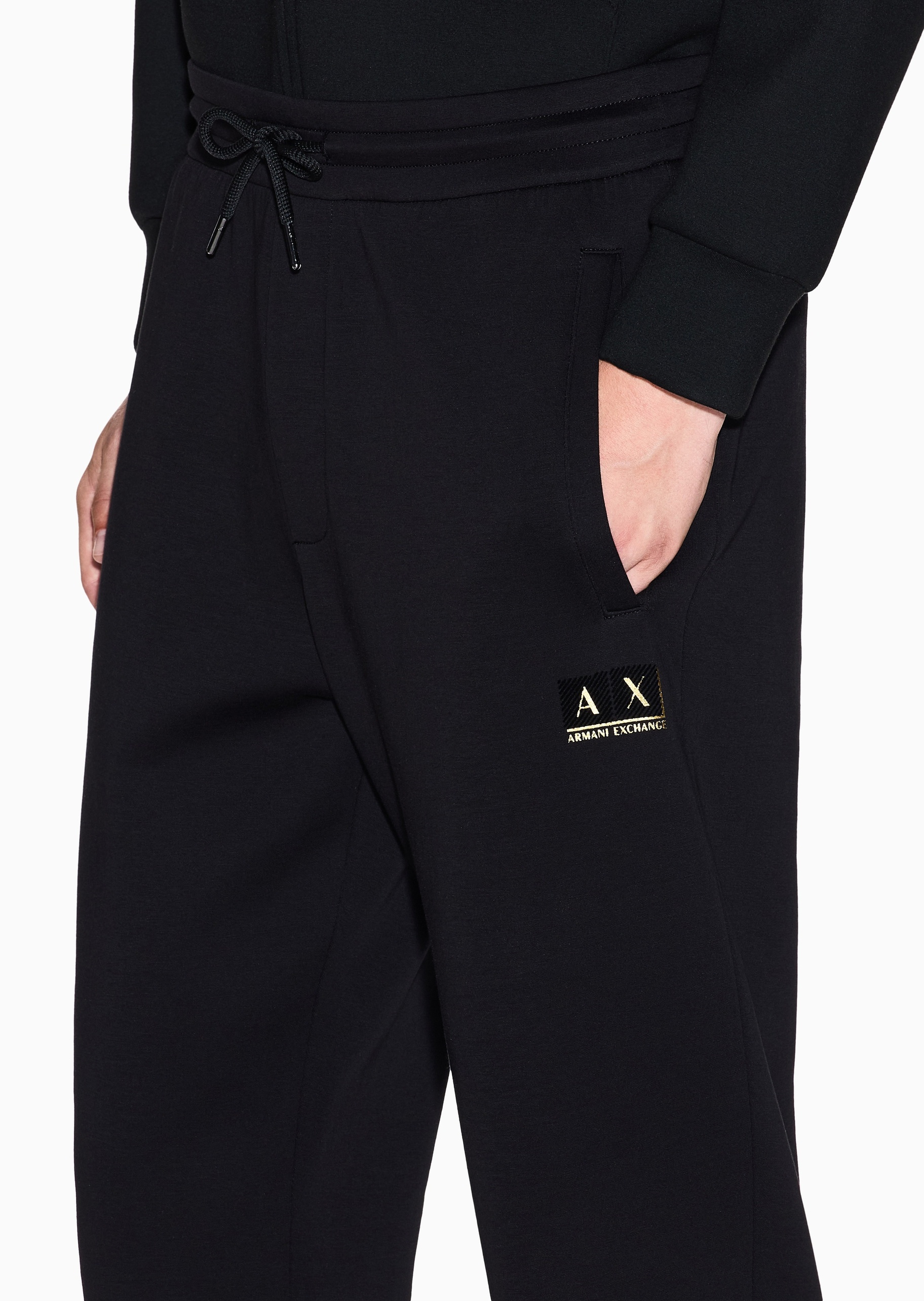 ARMANI EXCHANGE 男士宽松弹力棉休闲运动重磅卫裤长裤