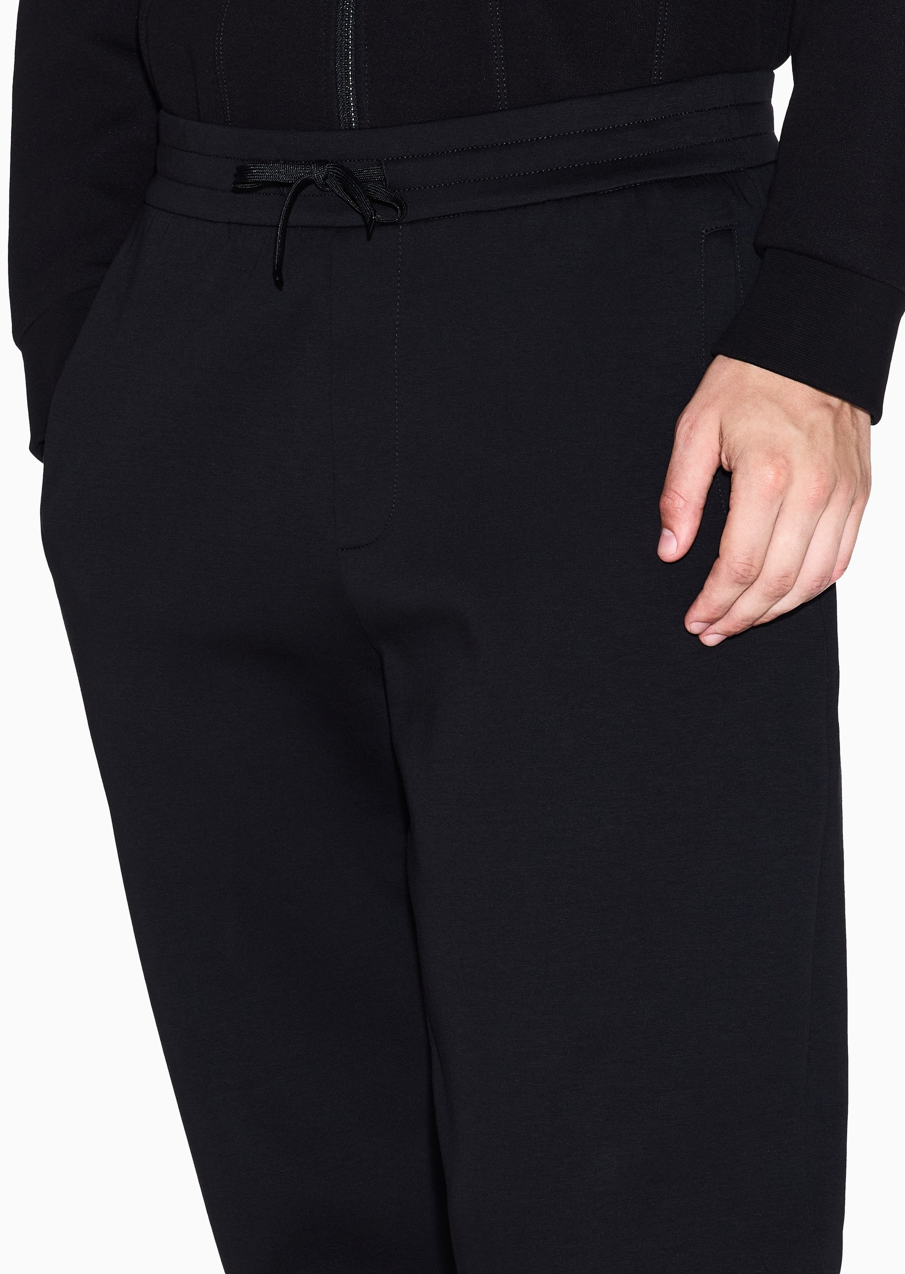ARMANI EXCHANGE 男士棉质宽松长款锥形束脚纯色重磅慢跑卫裤