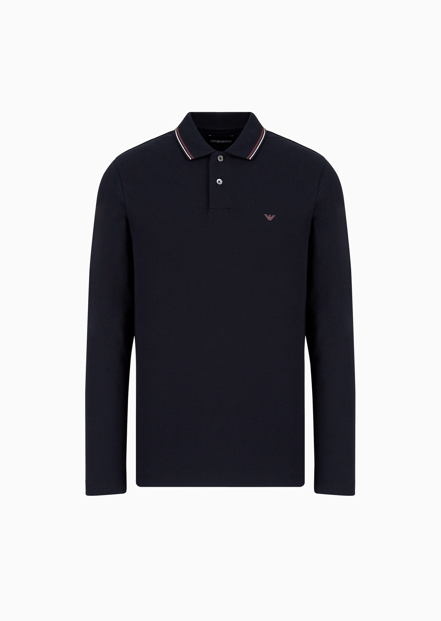 Emporio Armani 男士纯棉微弹修身长袖翻领多色Polo衫