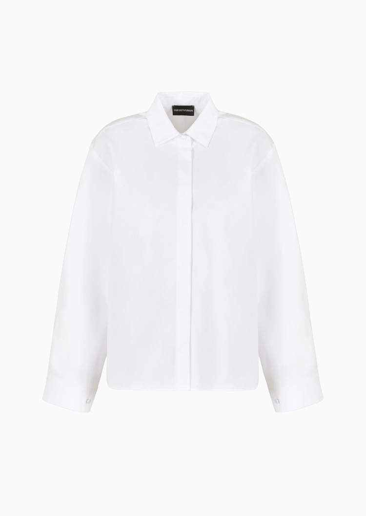 Emporio Armani 女士纯棉长袖白色休闲通勤轻奢西装衬衫