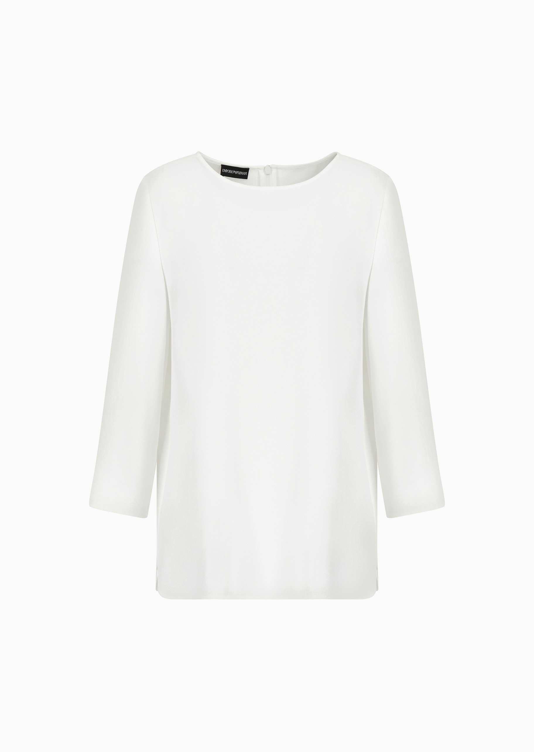 Emporio Armani 女士船领七分袖后拉链休闲通勤轻奢衬衫