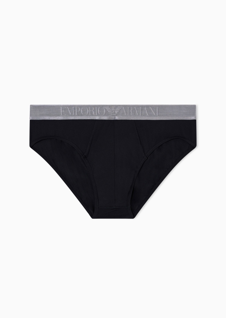 Emporio Armani 男士莫代尔弹力三角LOGO腰边内裤