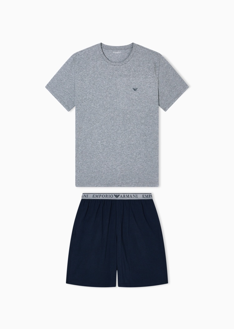 Emporio Armani 男士纯棉弹力短袖T恤短裤家居套装