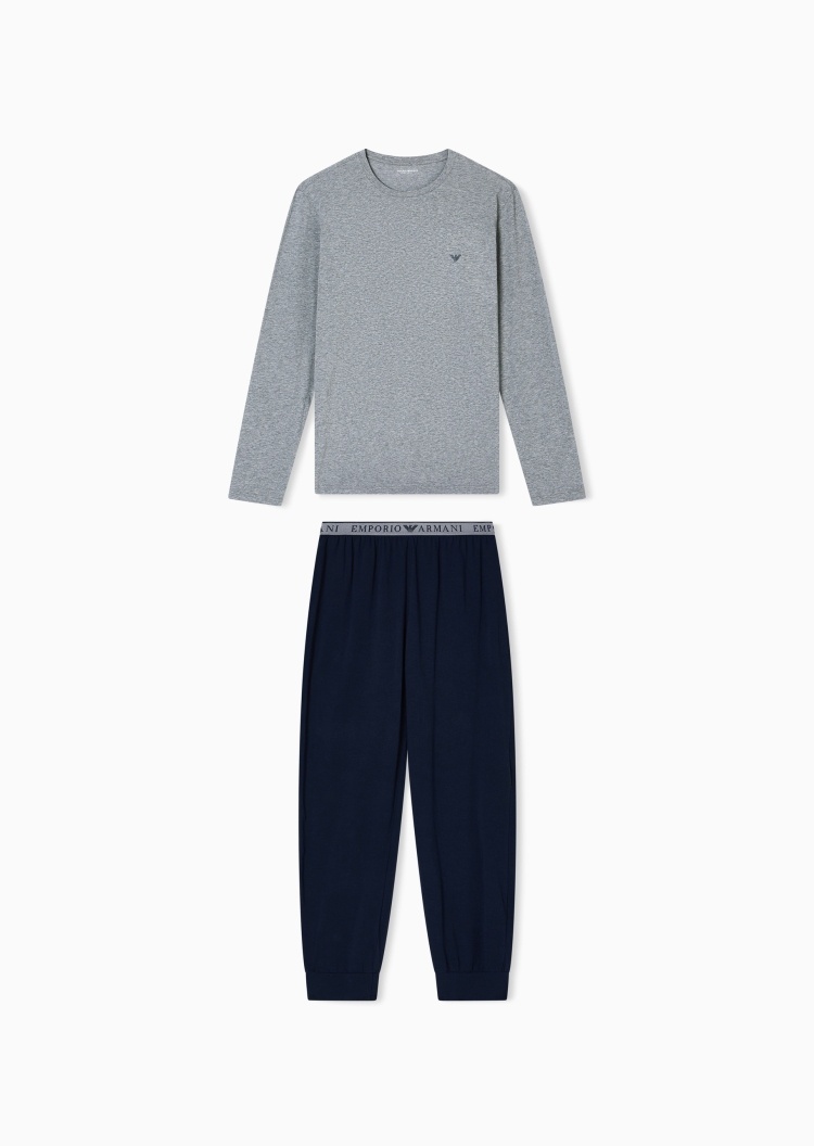 Emporio Armani 男士纯棉弹力长袖T恤长裤家居套装