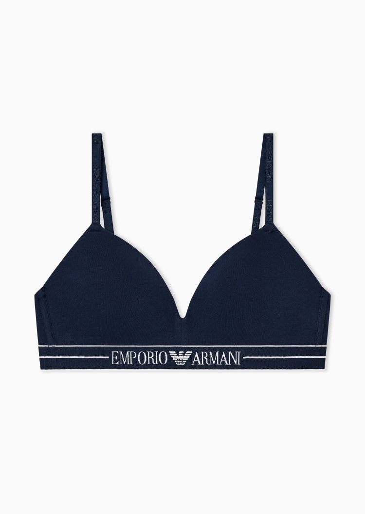 Emporio Armani 女士纯棉弹力可调节肩带纯色文胸