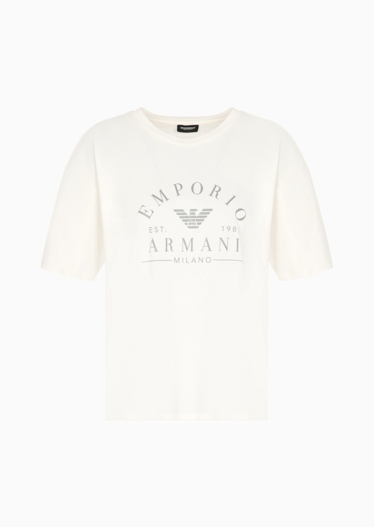 Emporio Armani 女士全棉短袖圆领标识印花家居T恤