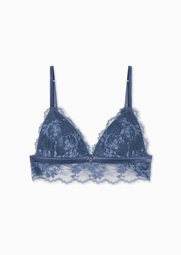 Emporio Armani 女士可调节肩带镂空花卉蕾丝文胸