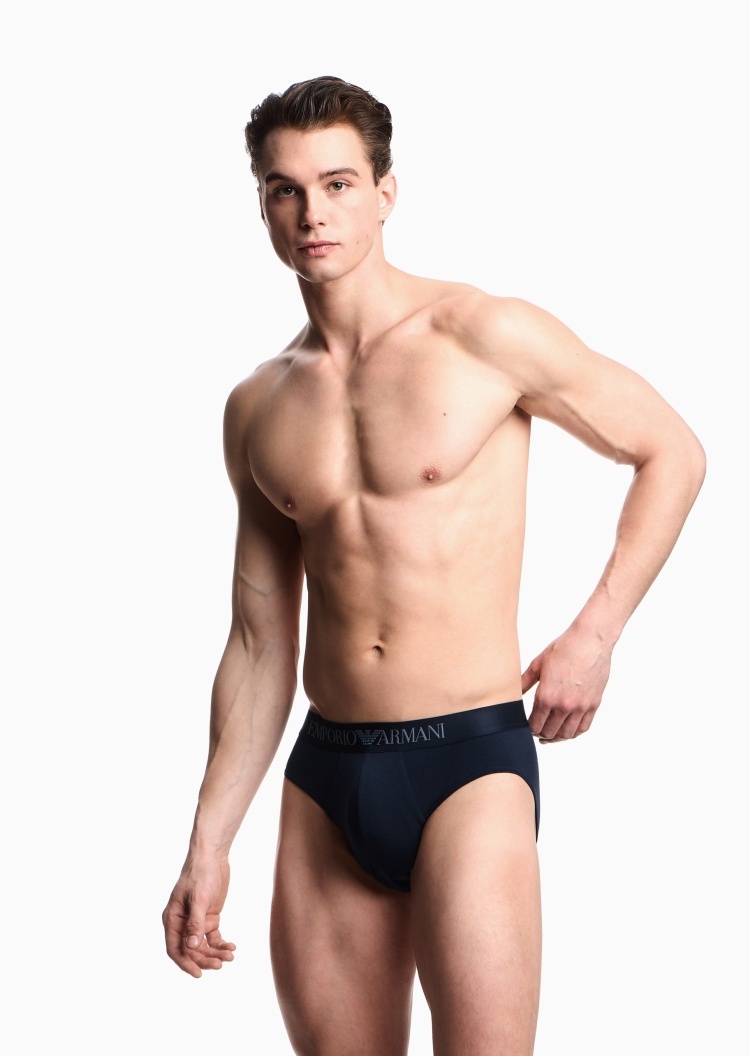 Emporio Armani 男士纯棉弹力三角两条装内裤套装
