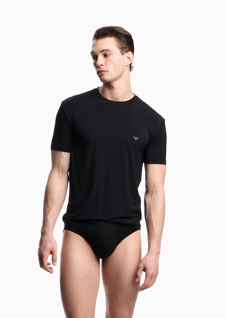 Emporio Armani 男士莫代尔弹力短袖圆领家居T恤