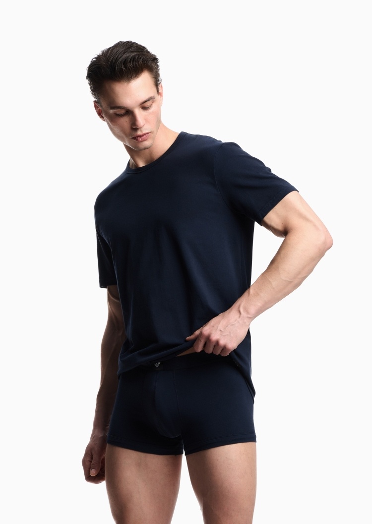 Emporio Armani 男士纯棉弹力短袖圆领两件装家居T恤套装