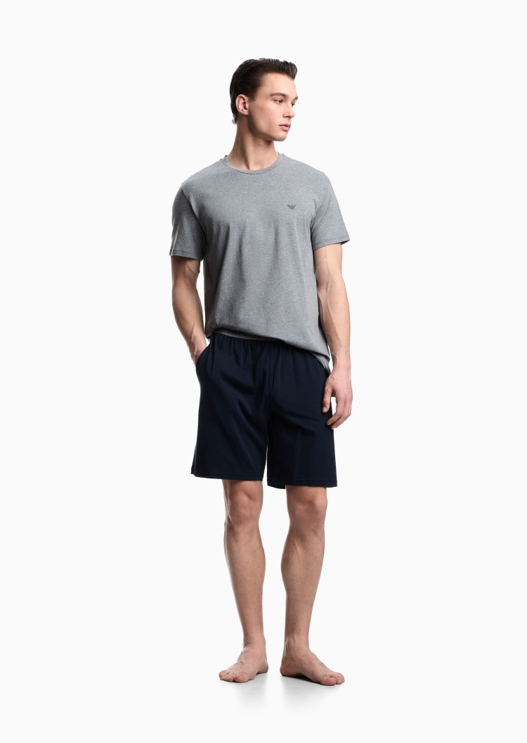Emporio Armani 男士纯棉弹力短袖T恤短裤家居套装