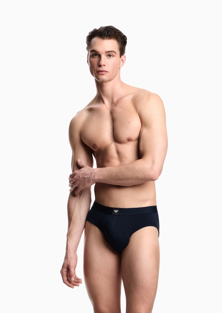 Emporio Armani 男士纯棉弹力三角三条装内裤套装