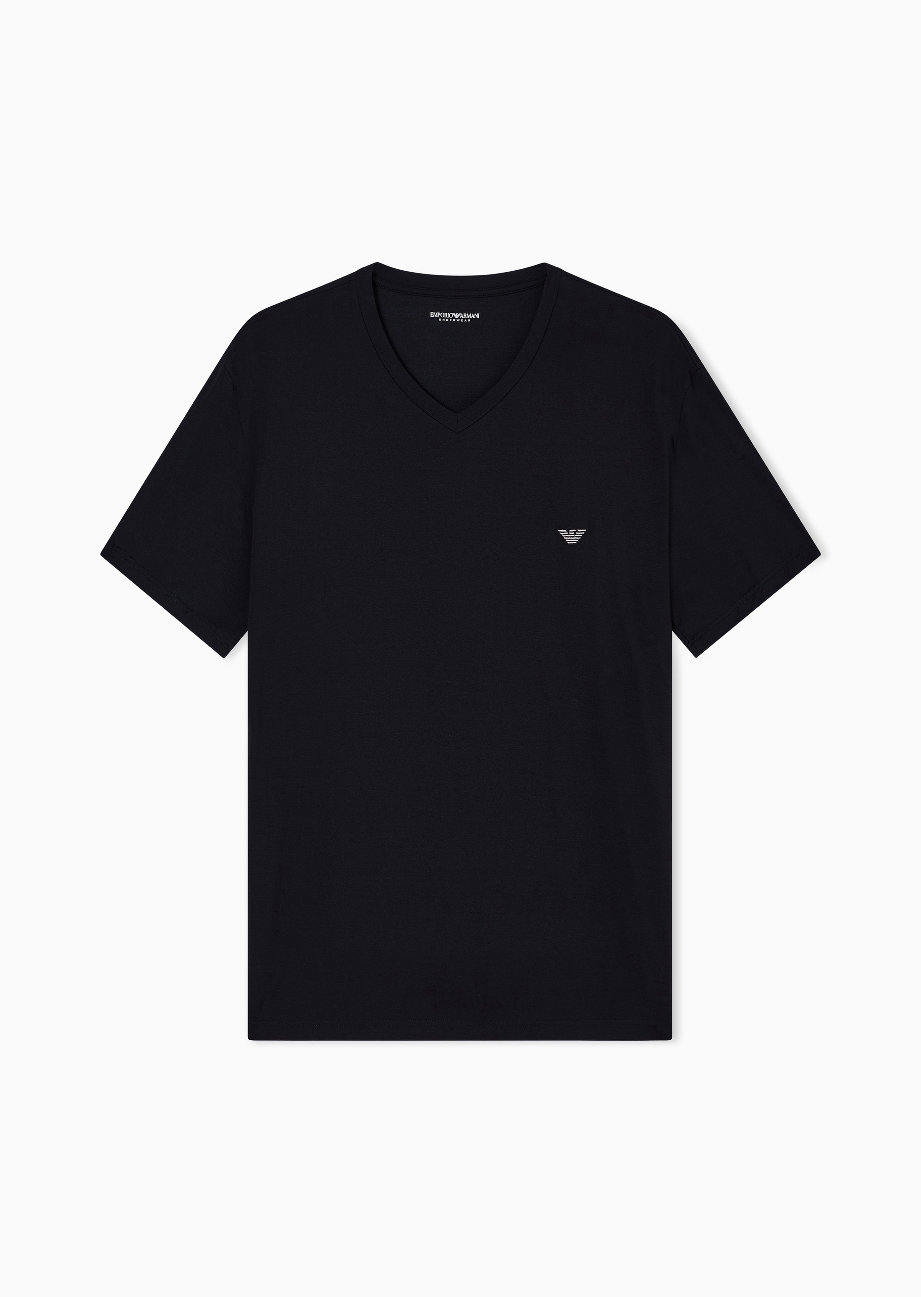 Emporio Armani 男士莫代尔弹力短袖鸡心领家居T恤