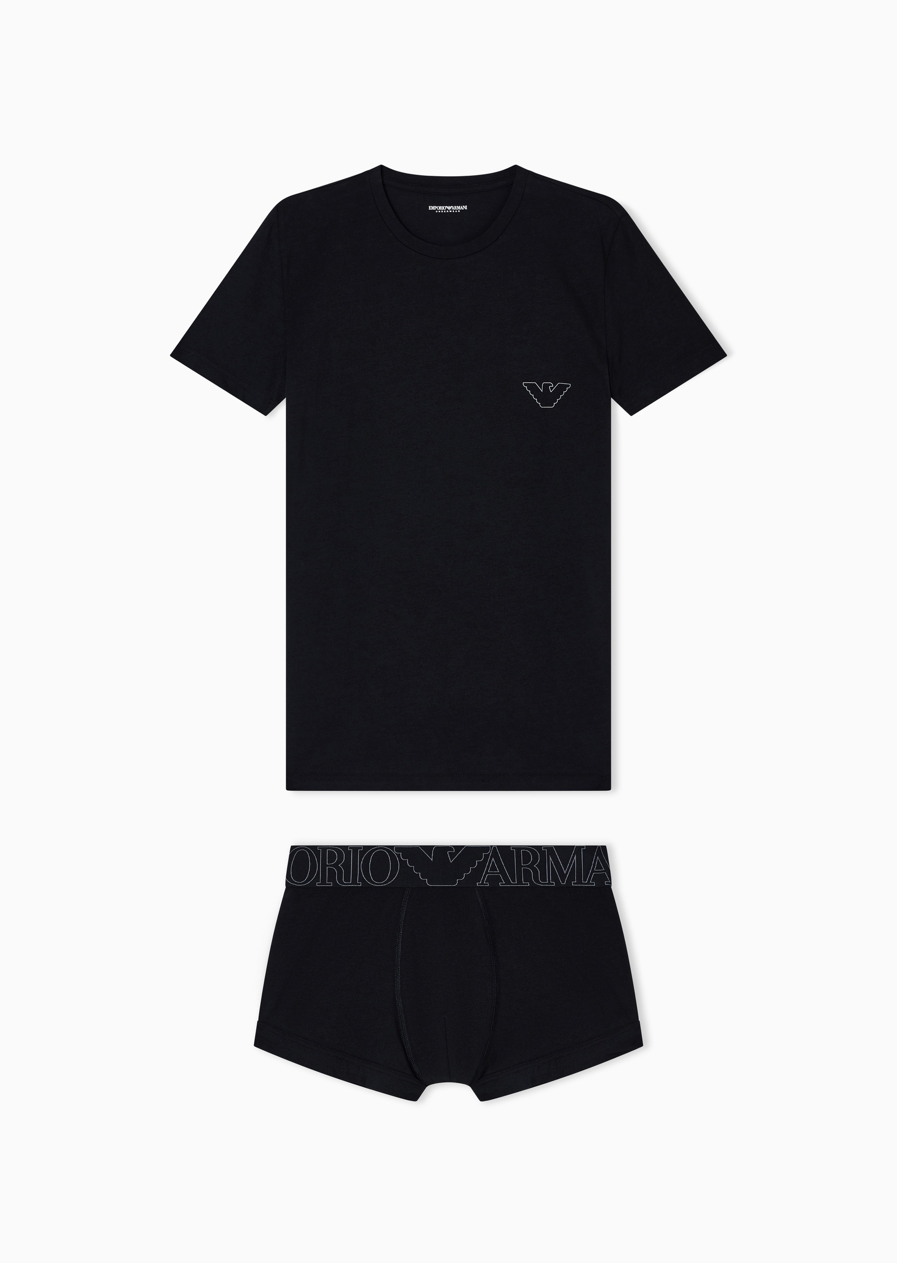 Emporio Armani 男士纯棉弹力短袖T恤平角内裤家居套装