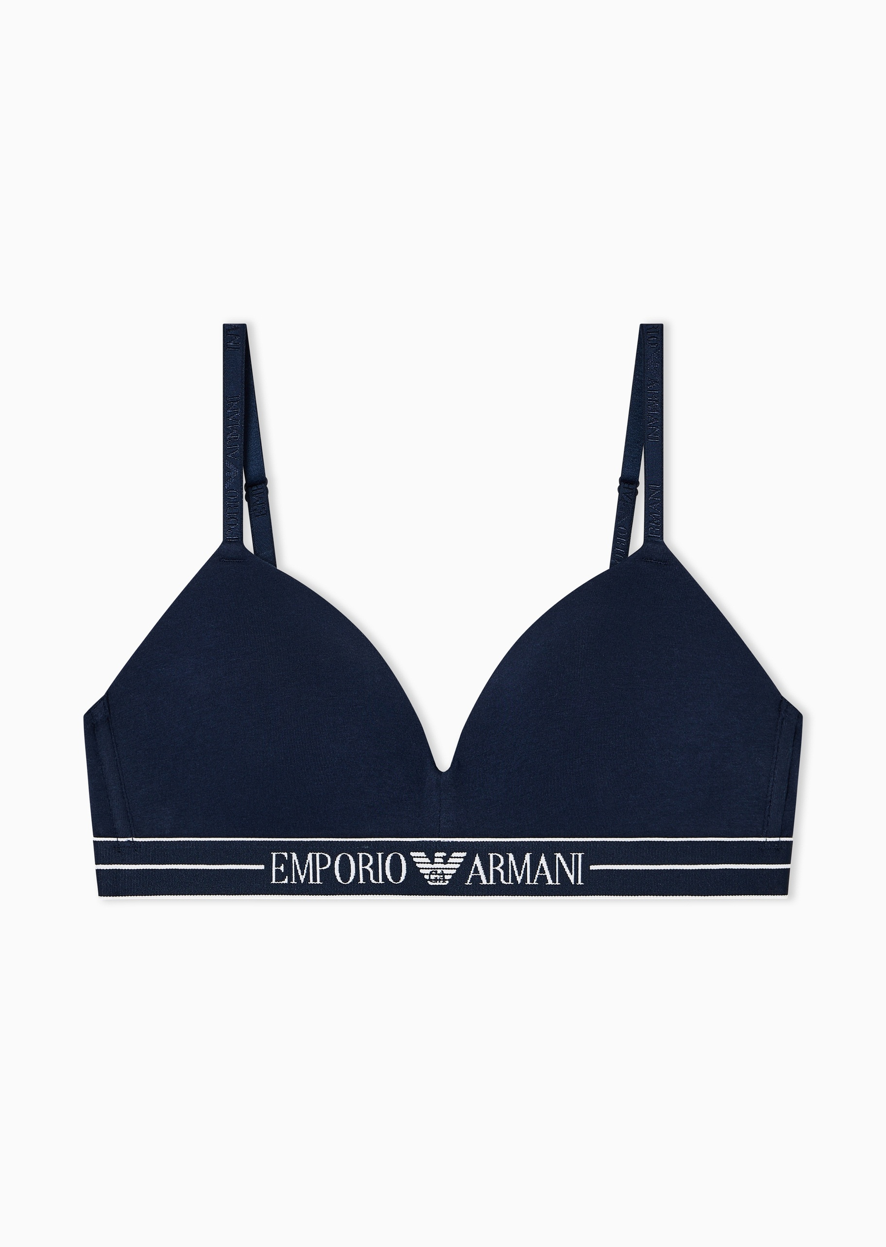 Emporio Armani 女士纯棉弹力可调节肩带纯色文胸
