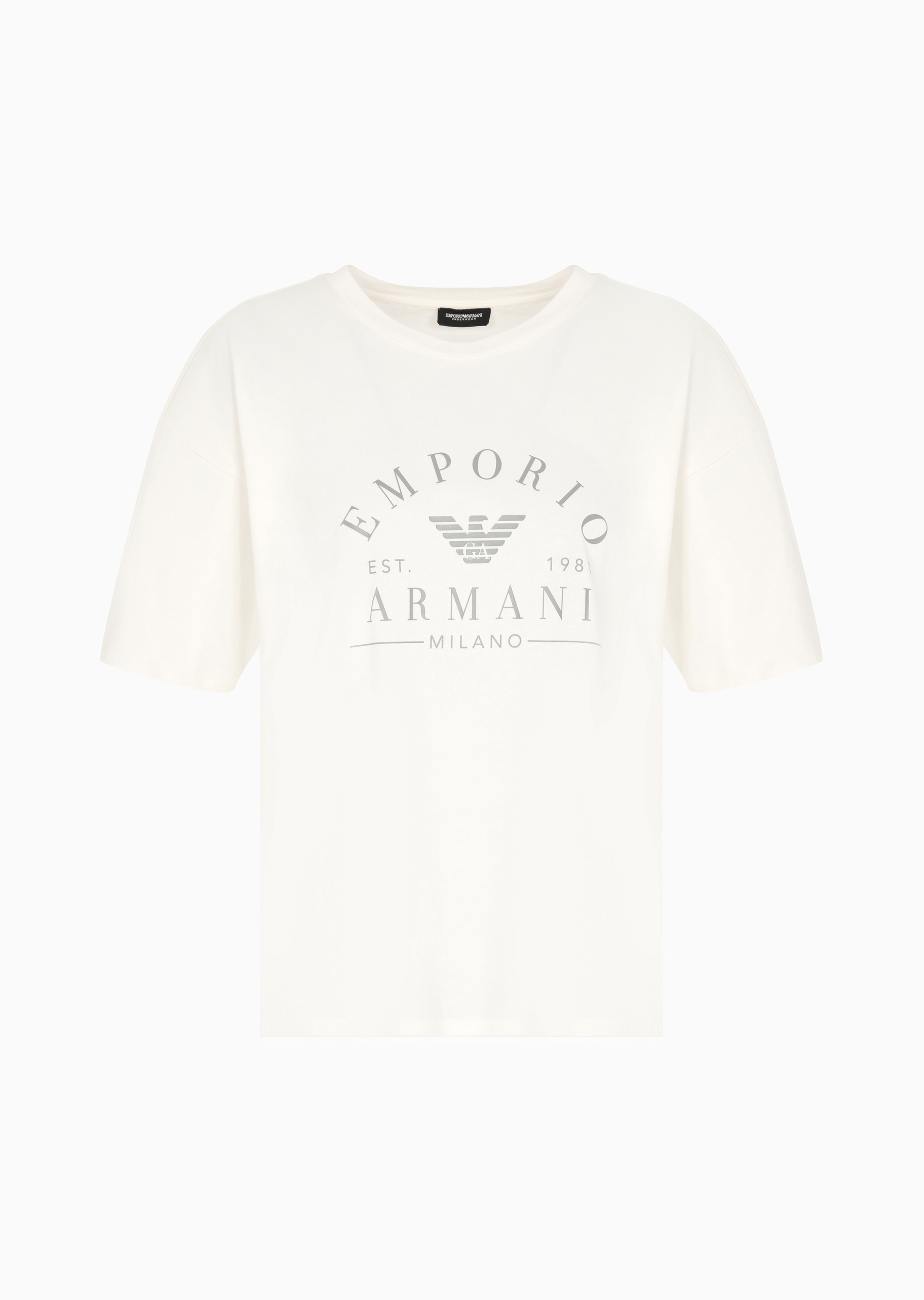 Emporio Armani 女士全棉短袖圆领标识印花家居T恤