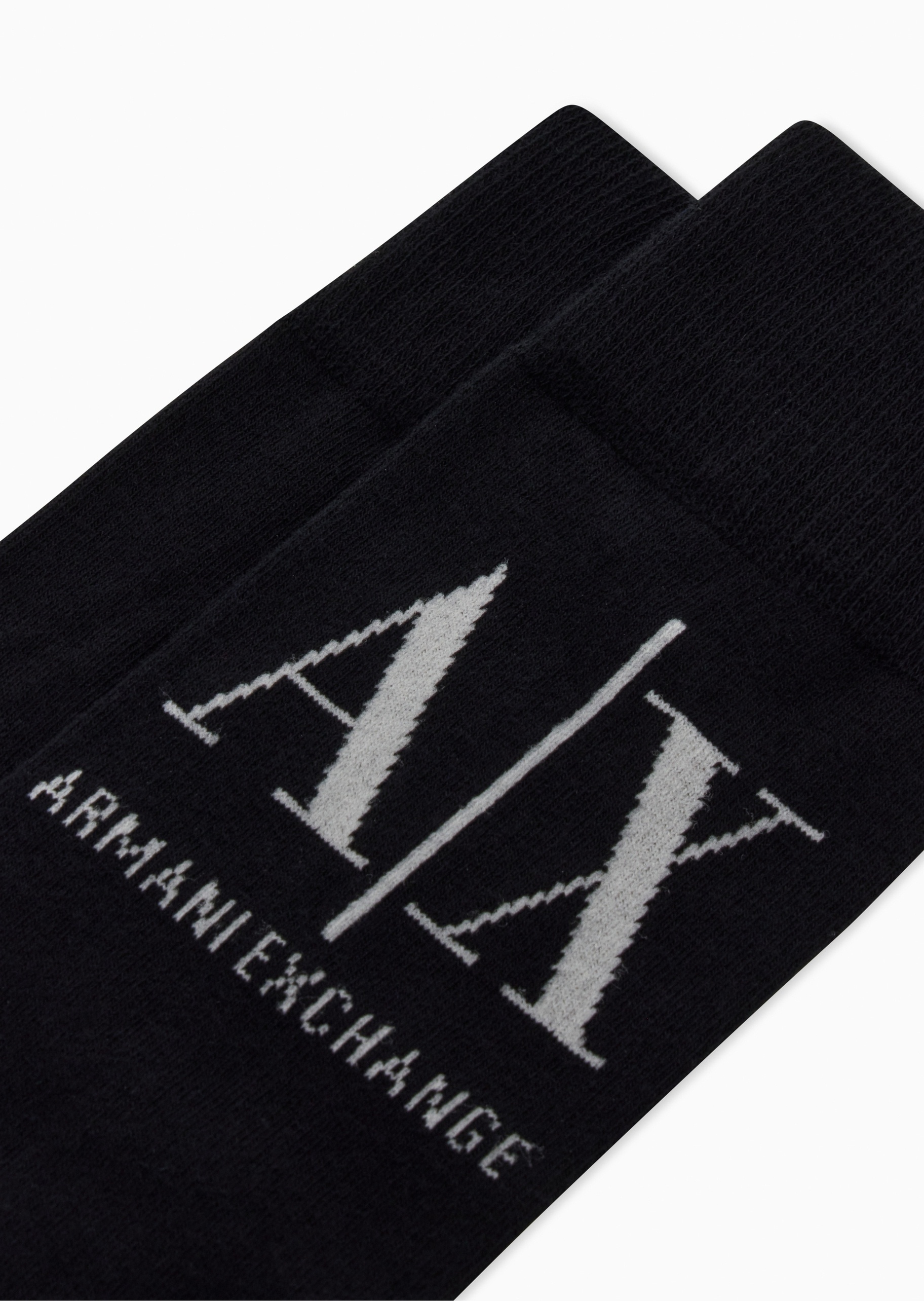 ARMANI EXCHANGE 男士提花耐穿运动微弹中筒堆堆棉袜