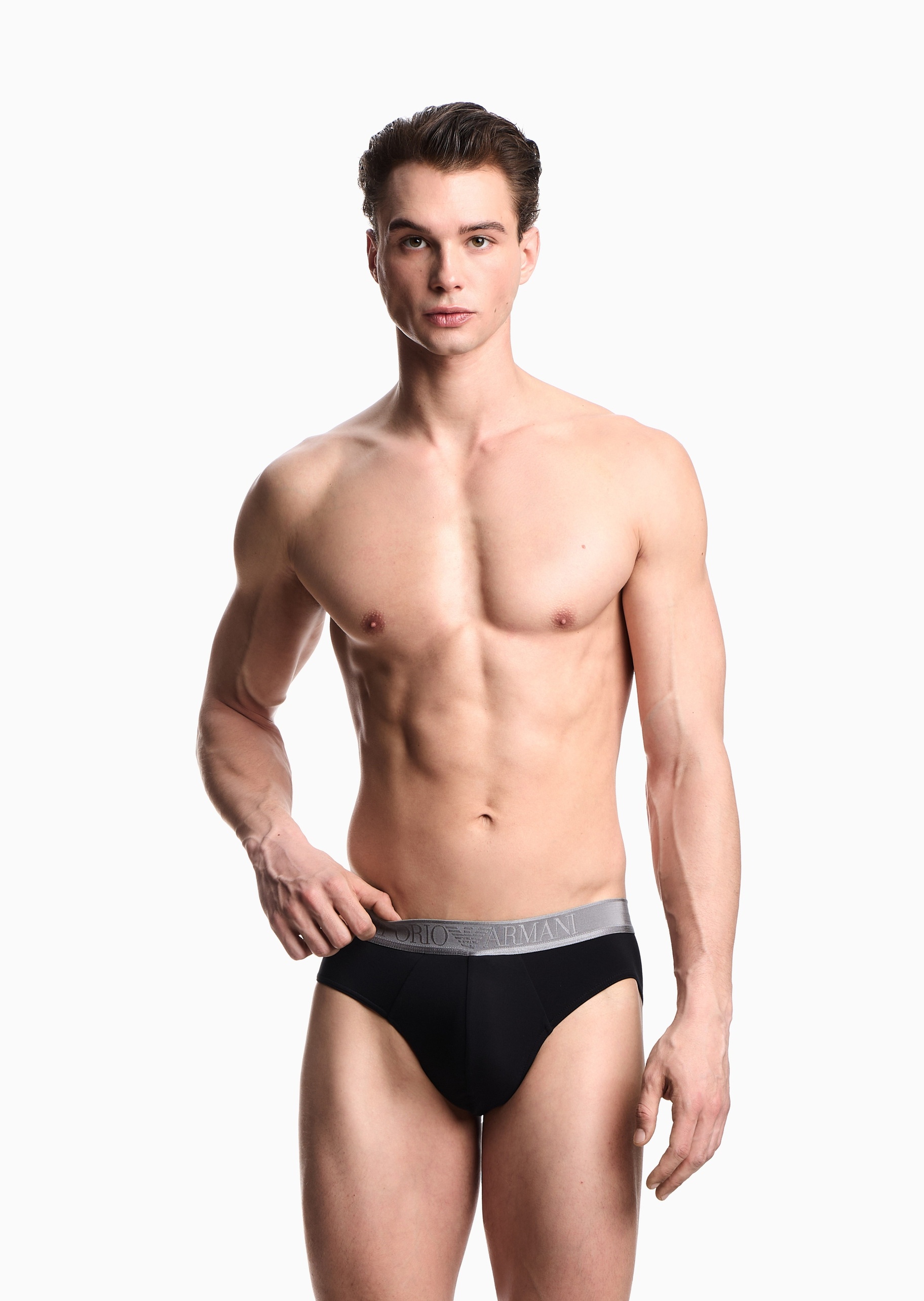 Emporio Armani 男士莫代尔弹力三角LOGO腰边内裤