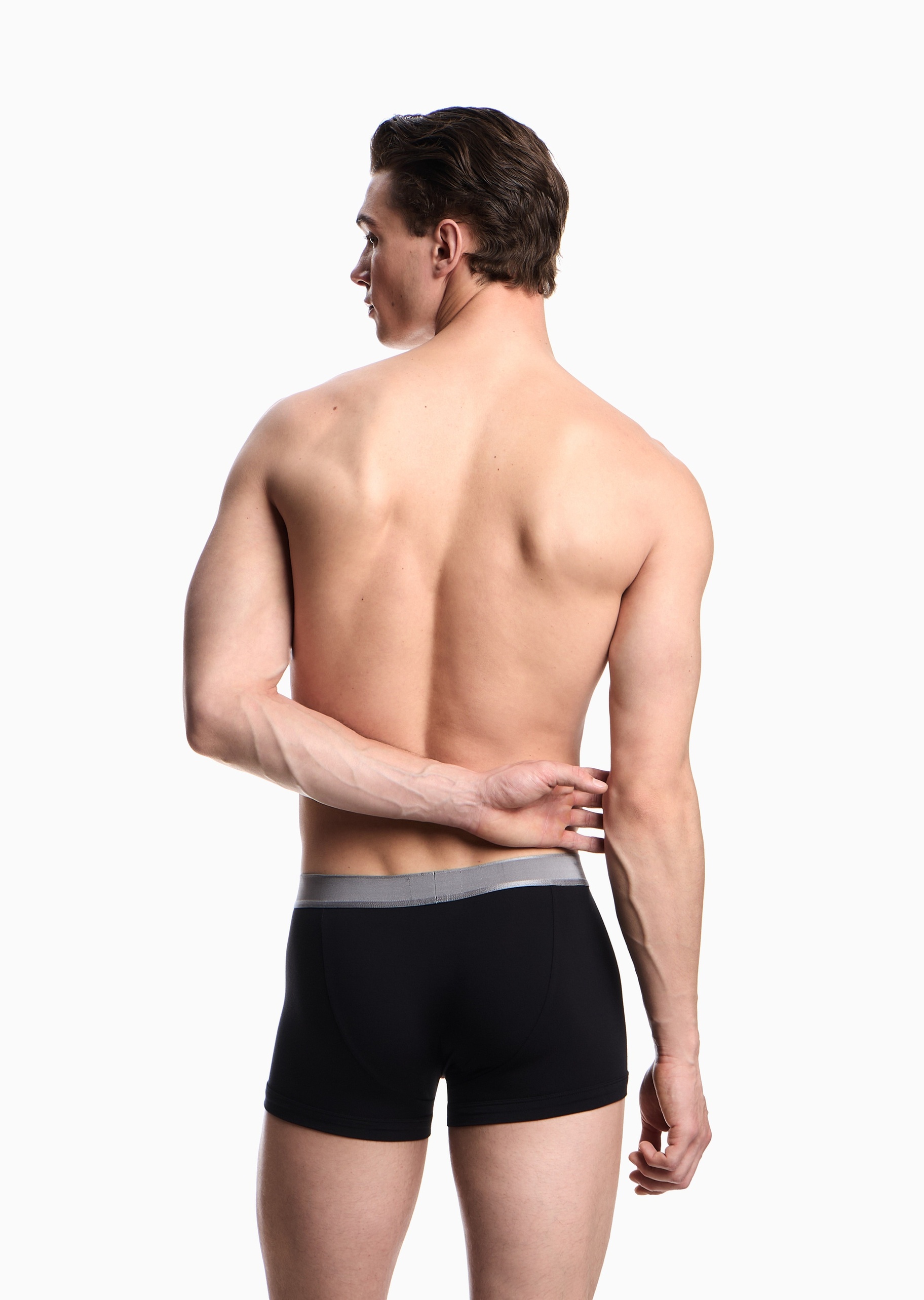 Emporio Armani 男士莫代尔弹力平角LOGO腰边内裤