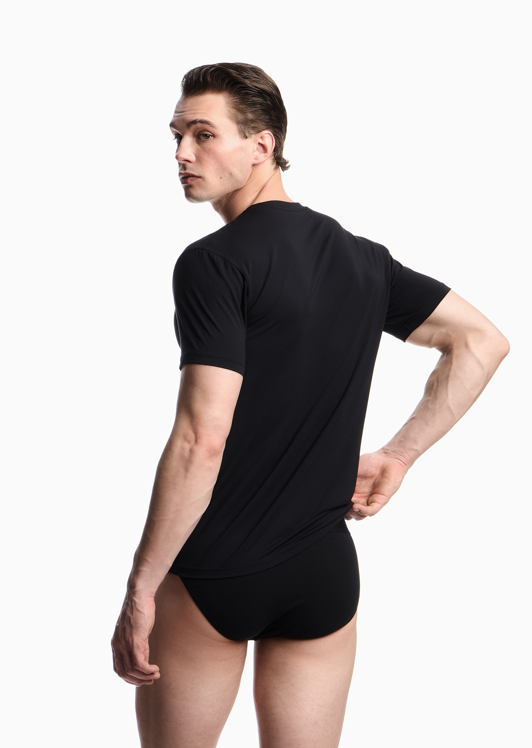 Emporio Armani 男士莫代尔弹力短袖圆领家居T恤