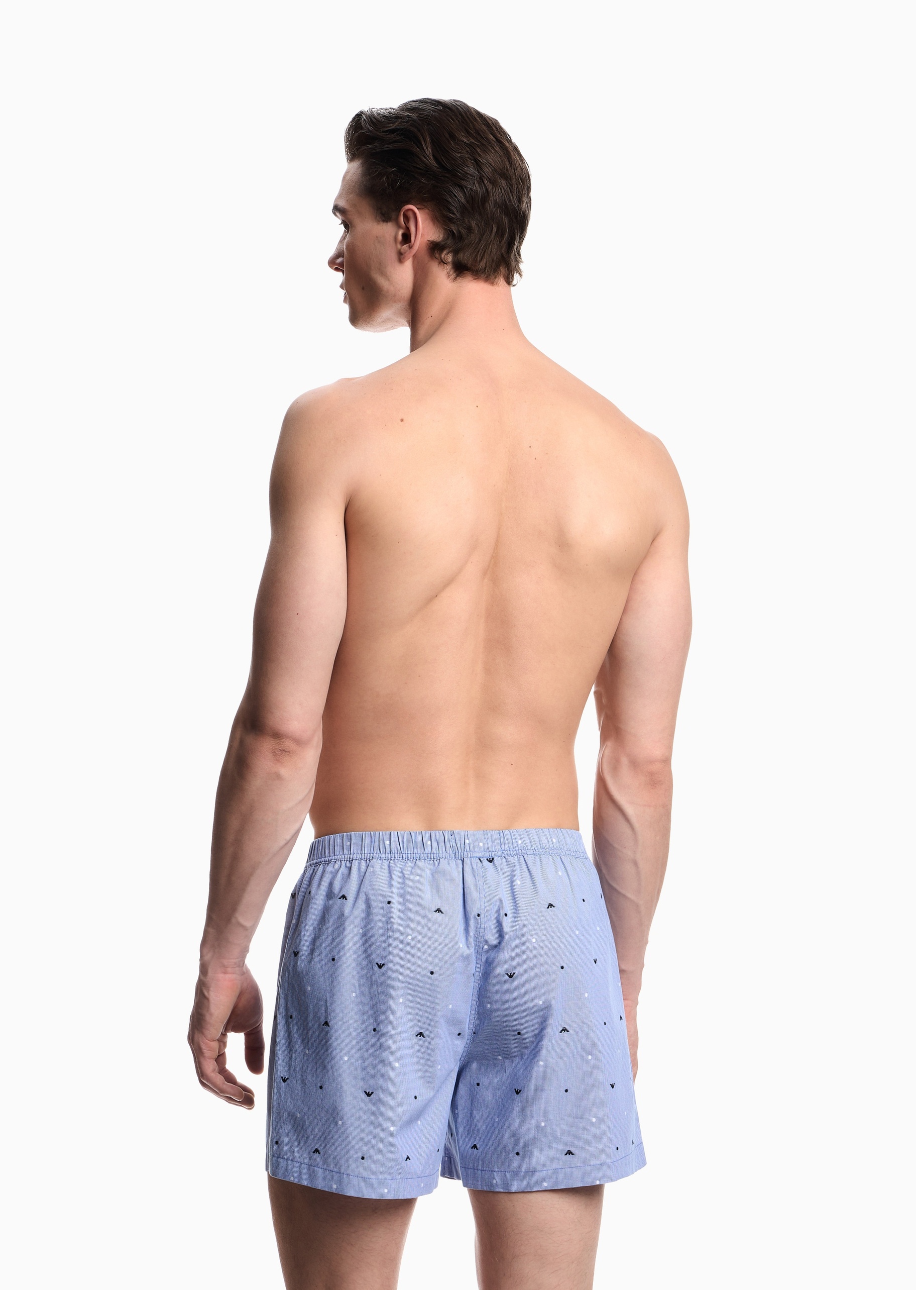Emporio Armani 男士全棉系扣平角满印时尚家居内裤
