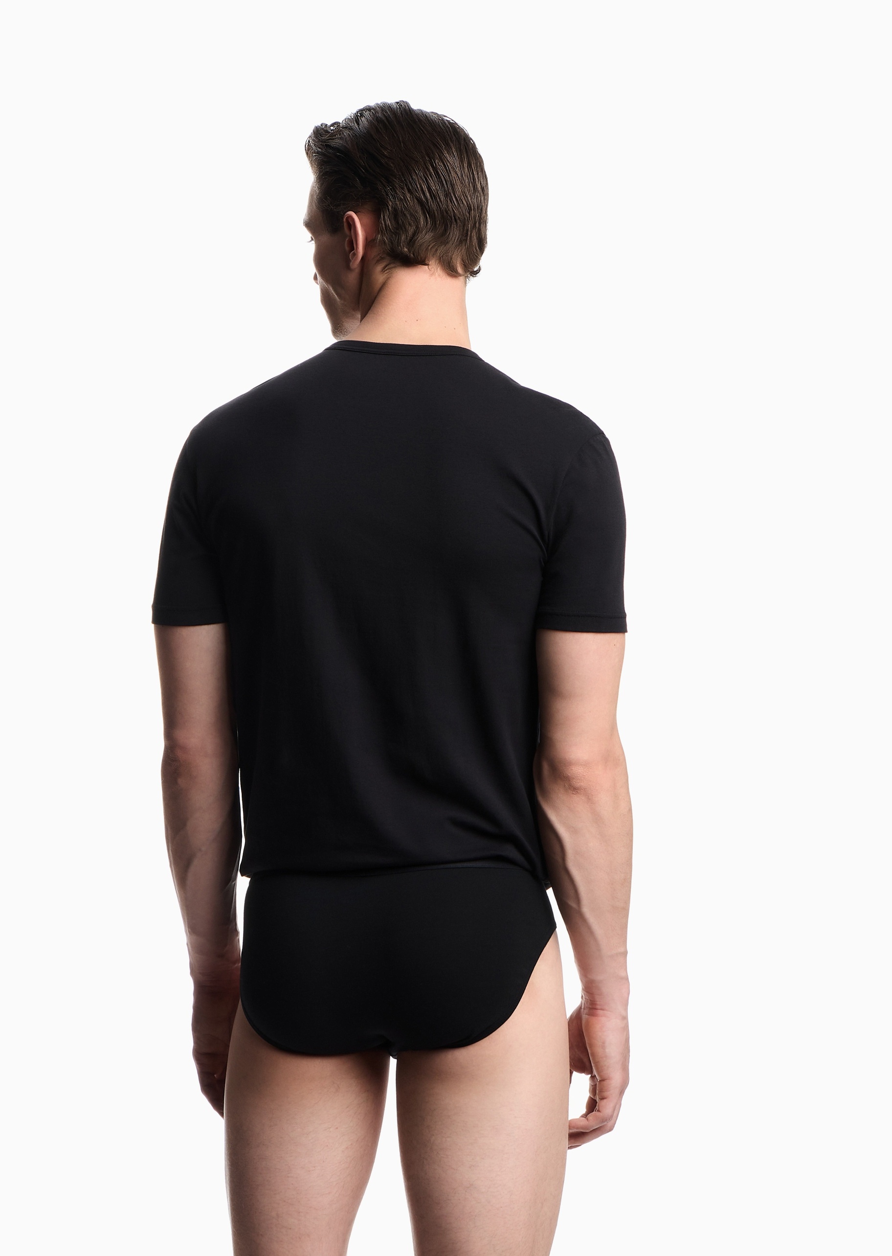 Emporio Armani 男士纯棉弹力短袖圆领两件装家居T恤套装
