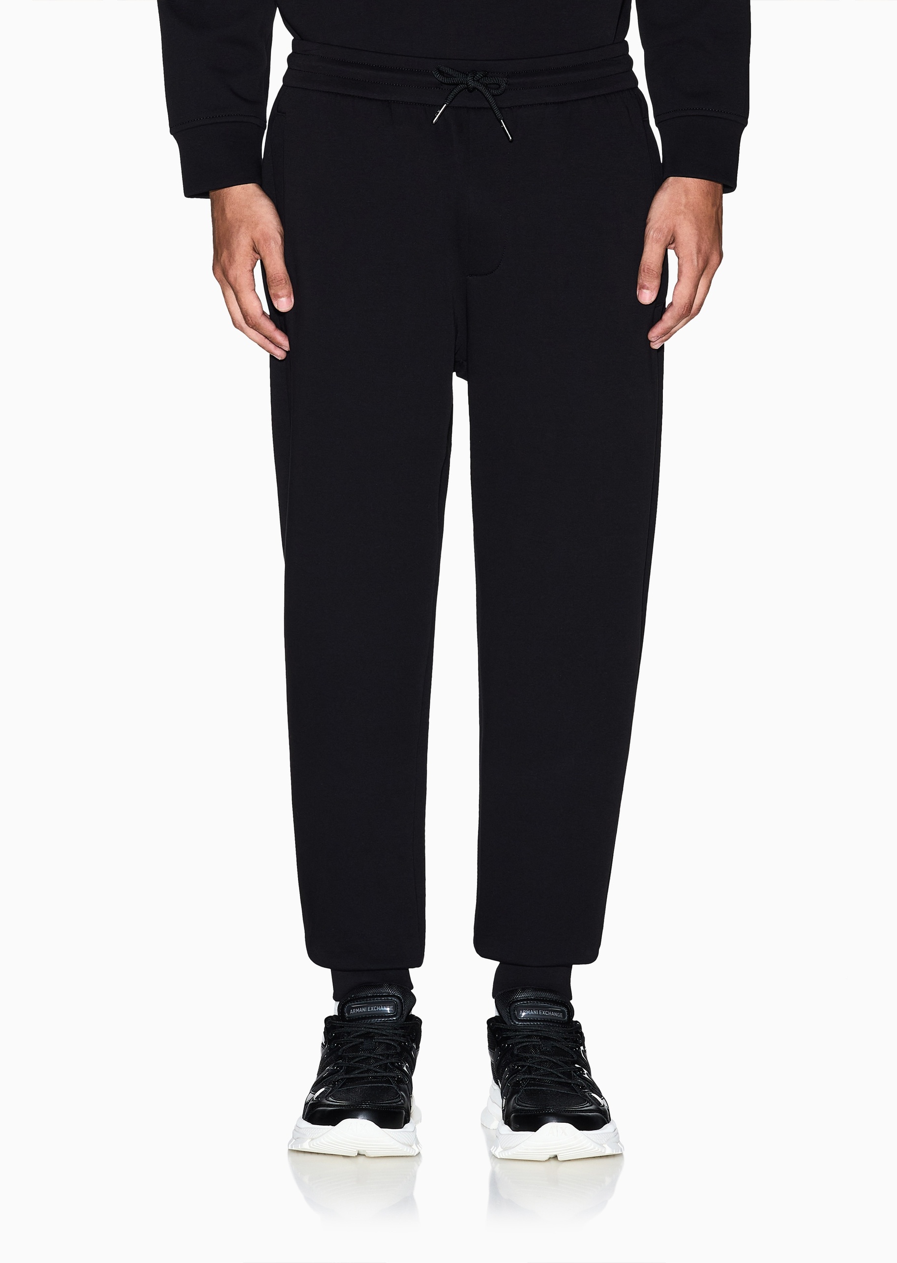 ARMANI EXCHANGE 男士棉质宽松长款锥形束脚慢跑卫裤