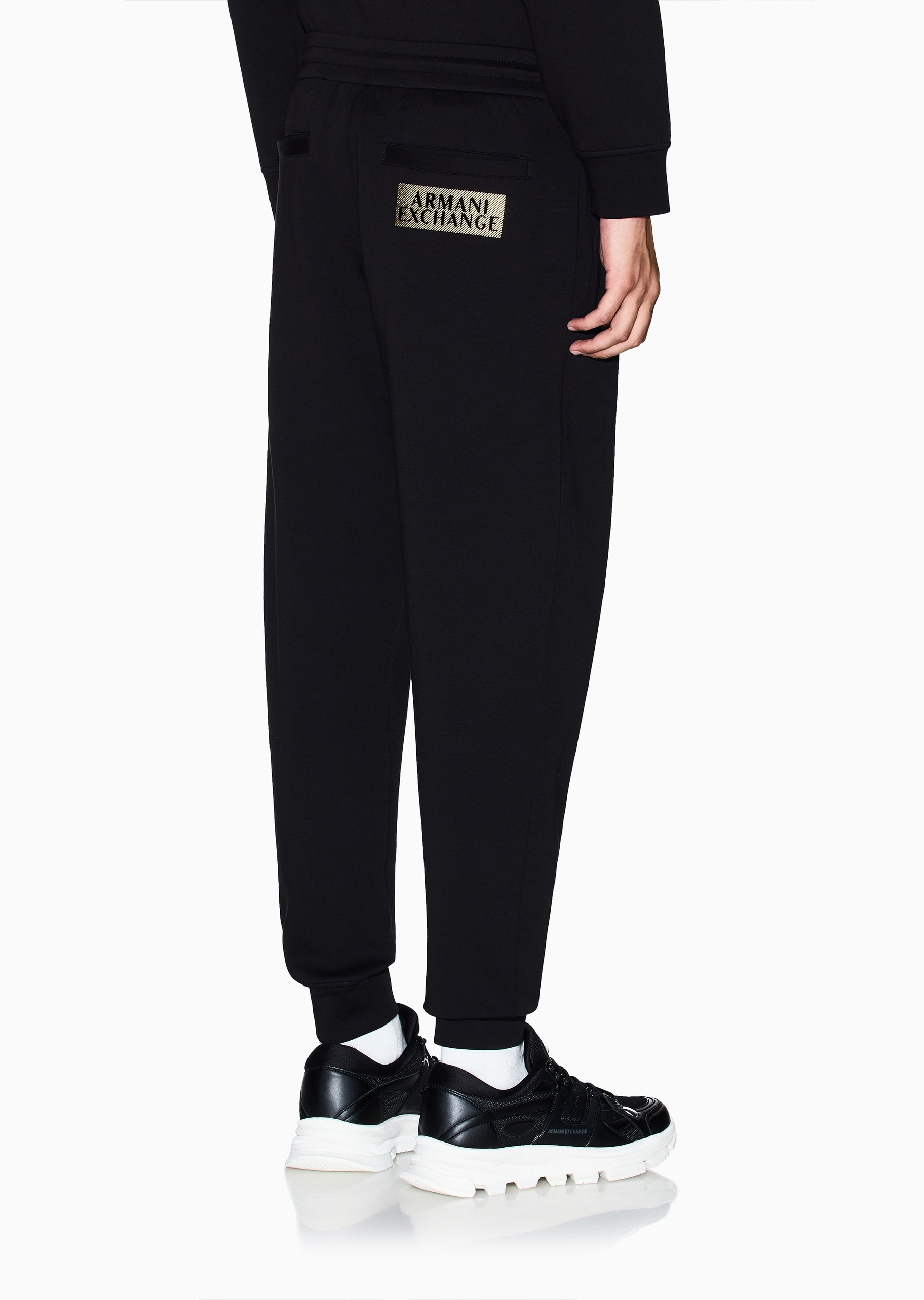 ARMANI EXCHANGE 男士棉质宽松长款锥形束脚慢跑卫裤