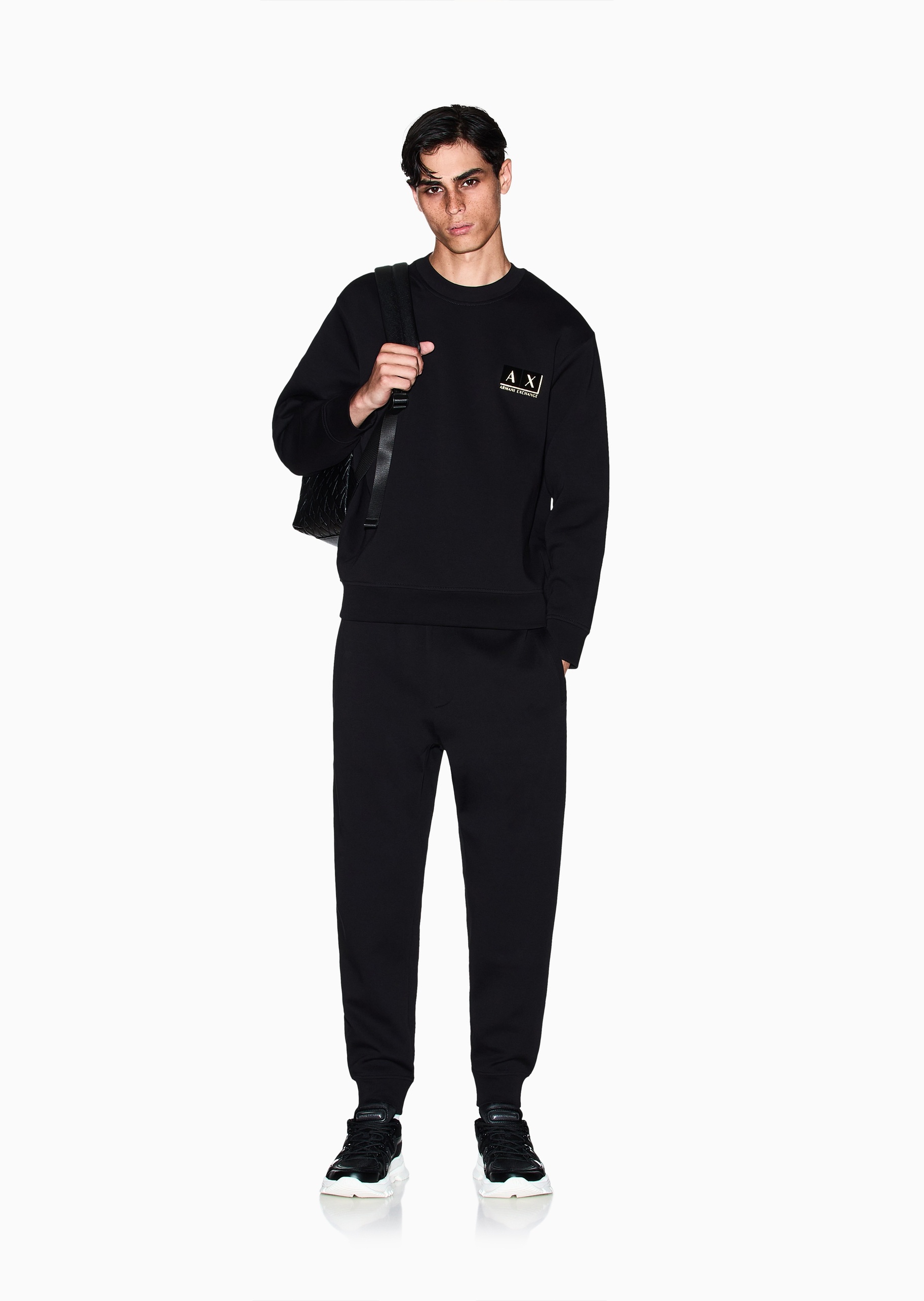 ARMANI EXCHANGE 男士棉质宽松长款锥形束脚慢跑卫裤