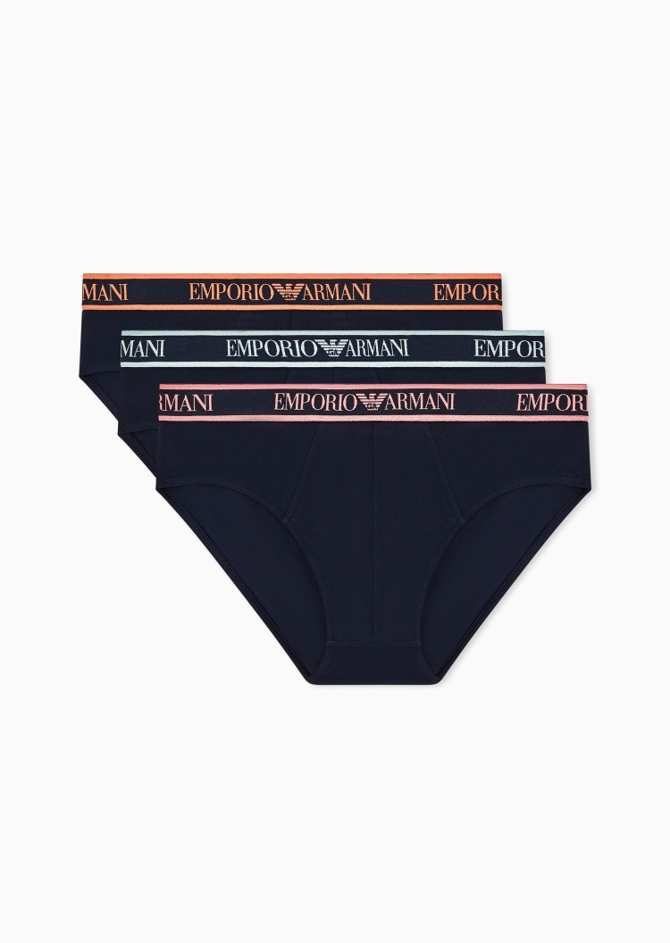 Emporio Armani 男士弹力三角三条装提花性感内裤套装