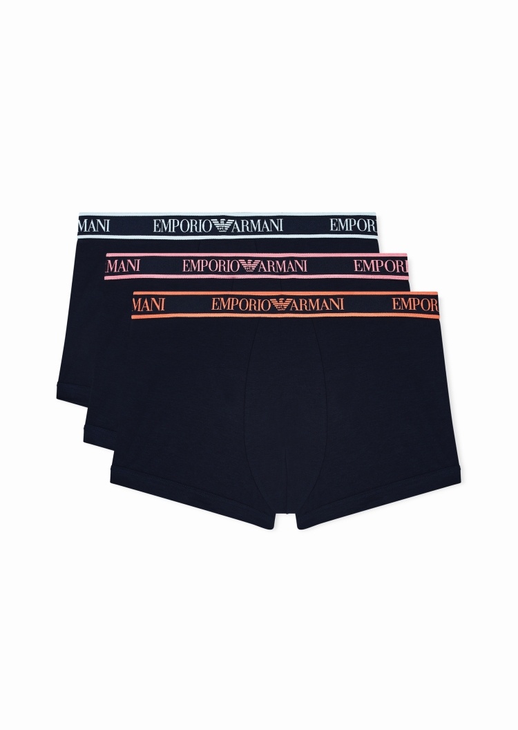 Emporio Armani 男士弹力平角三条装提花内裤套装
