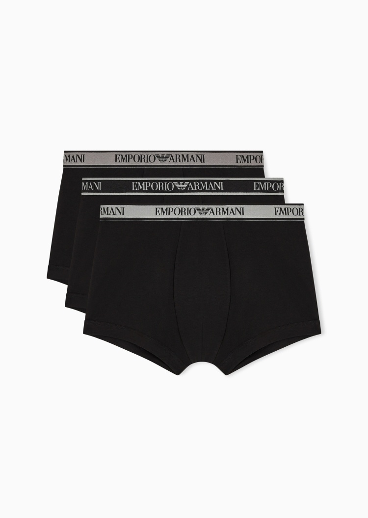 Emporio Armani 男士弹力平角三条装提花内裤套装