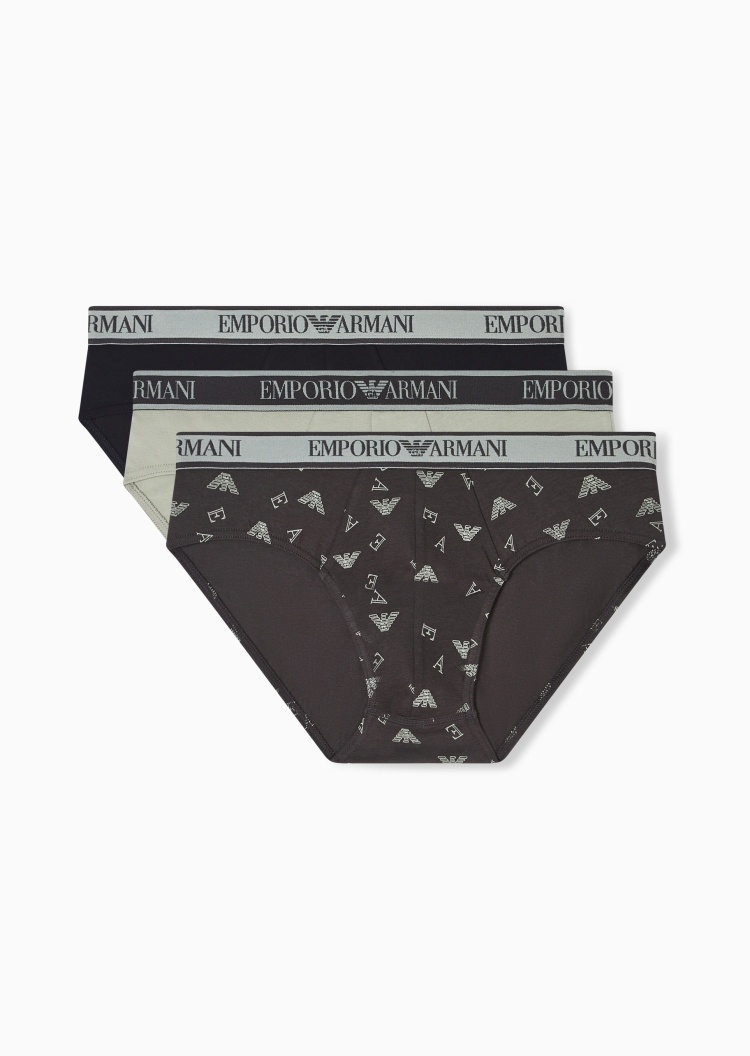 Emporio Armani 男士弹力三角三条装满印性感内裤套装