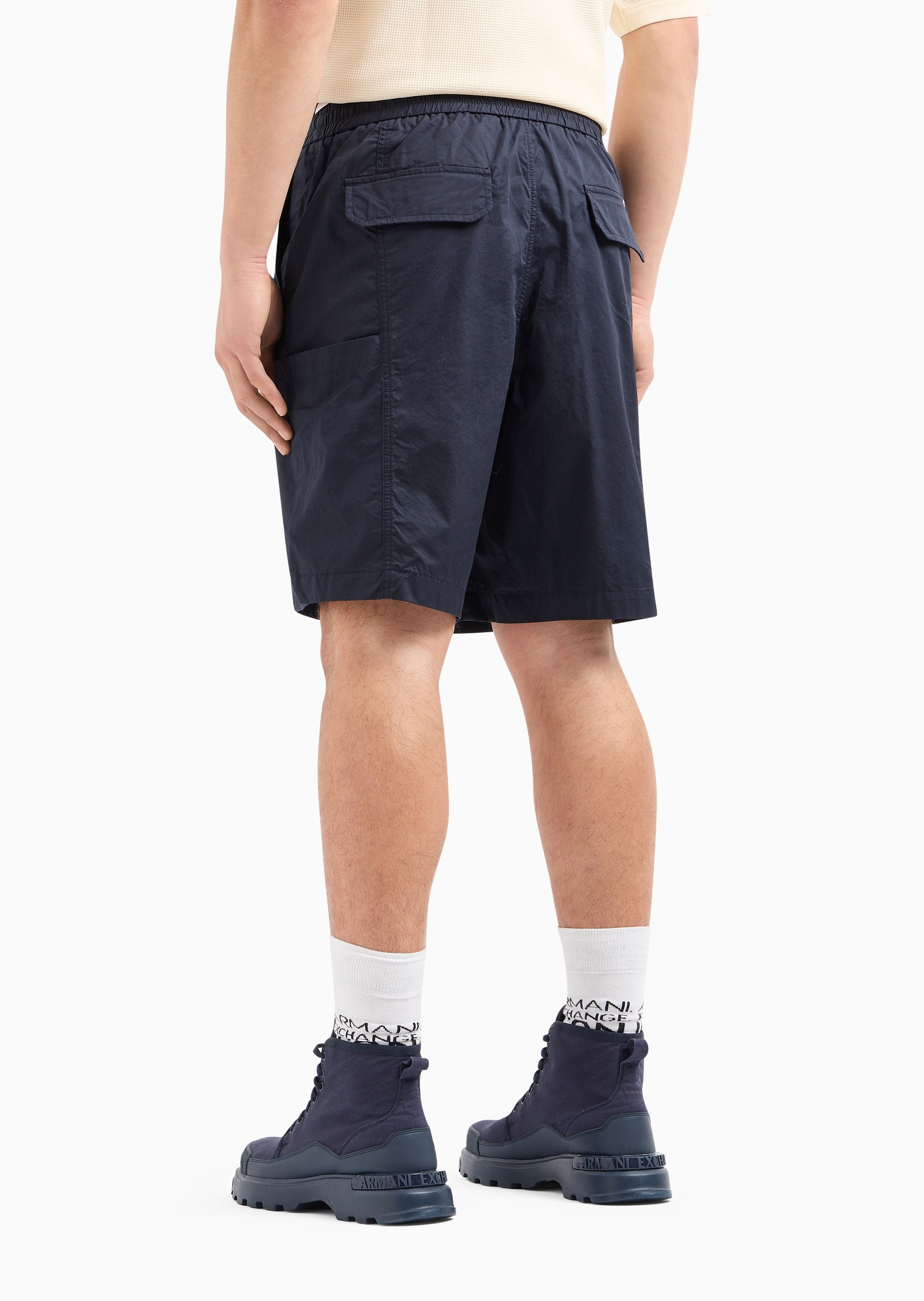 ARMANI EXCHANGE 男士全棉合身系带腰直筒工装休闲短裤