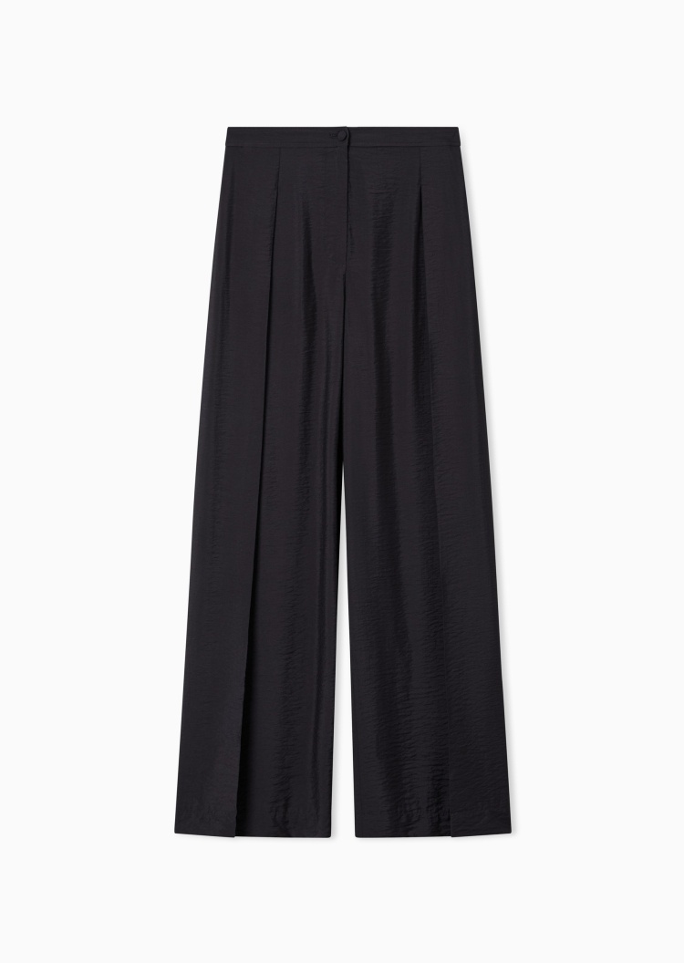 Emporio Armani 女士宽松长款阔腿垂感纯色休闲裤