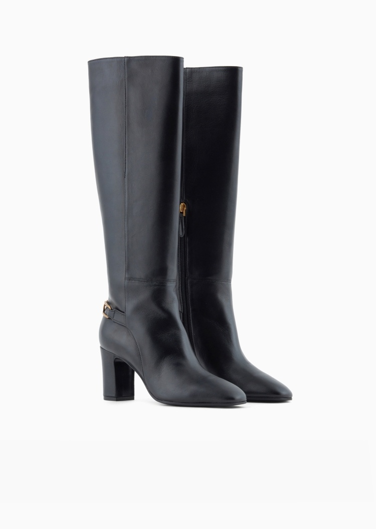 Emporio Armani 女士商务通勤休闲羊皮高跟鞋靴子