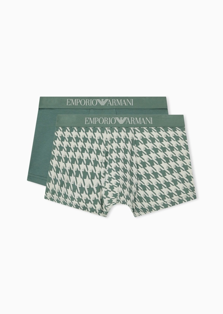 Emporio Armani 男士弹力平角两条装满印内裤套装