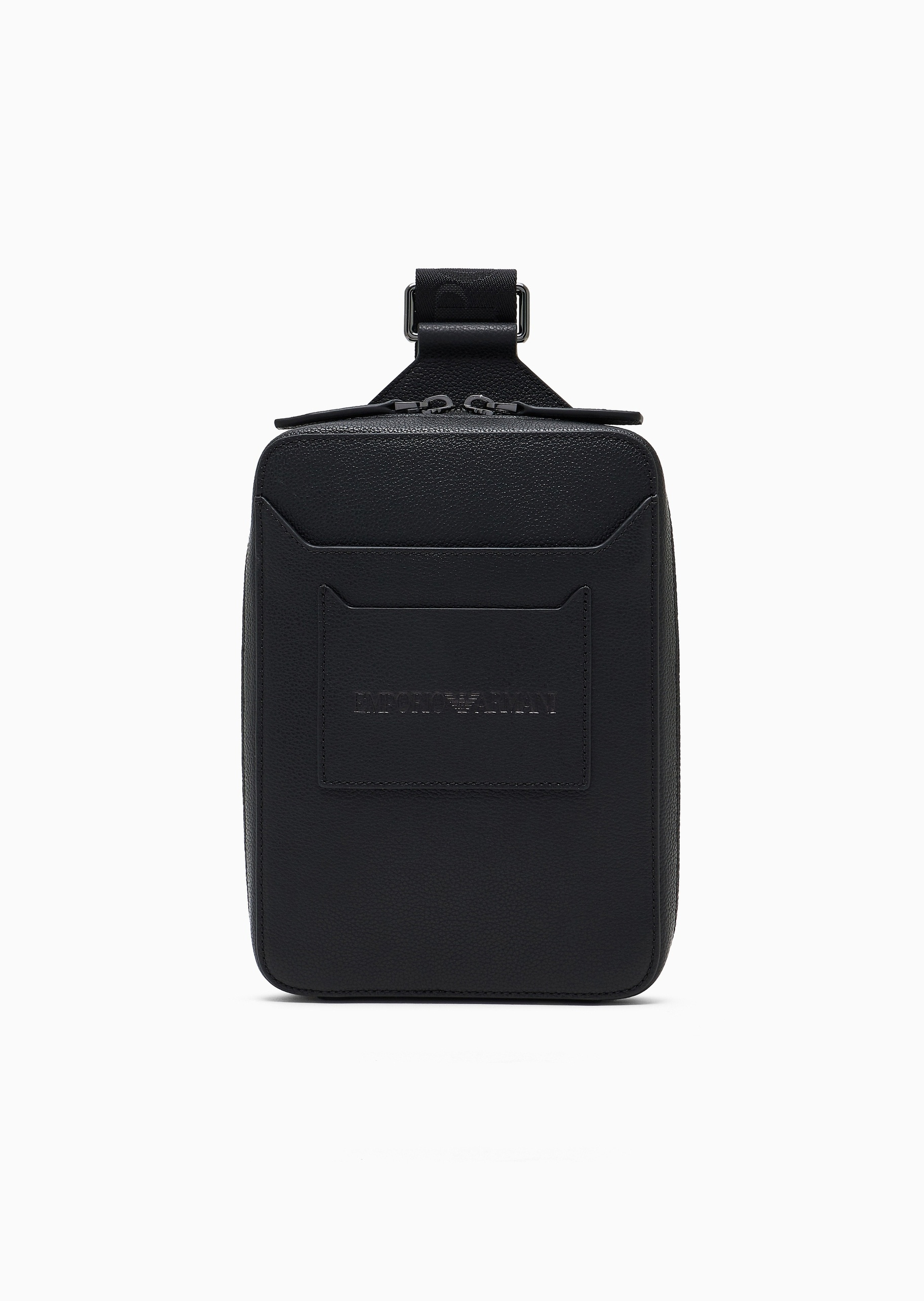 Emporio Armani 男士牛皮革拉链商务通勤斜挎胸包